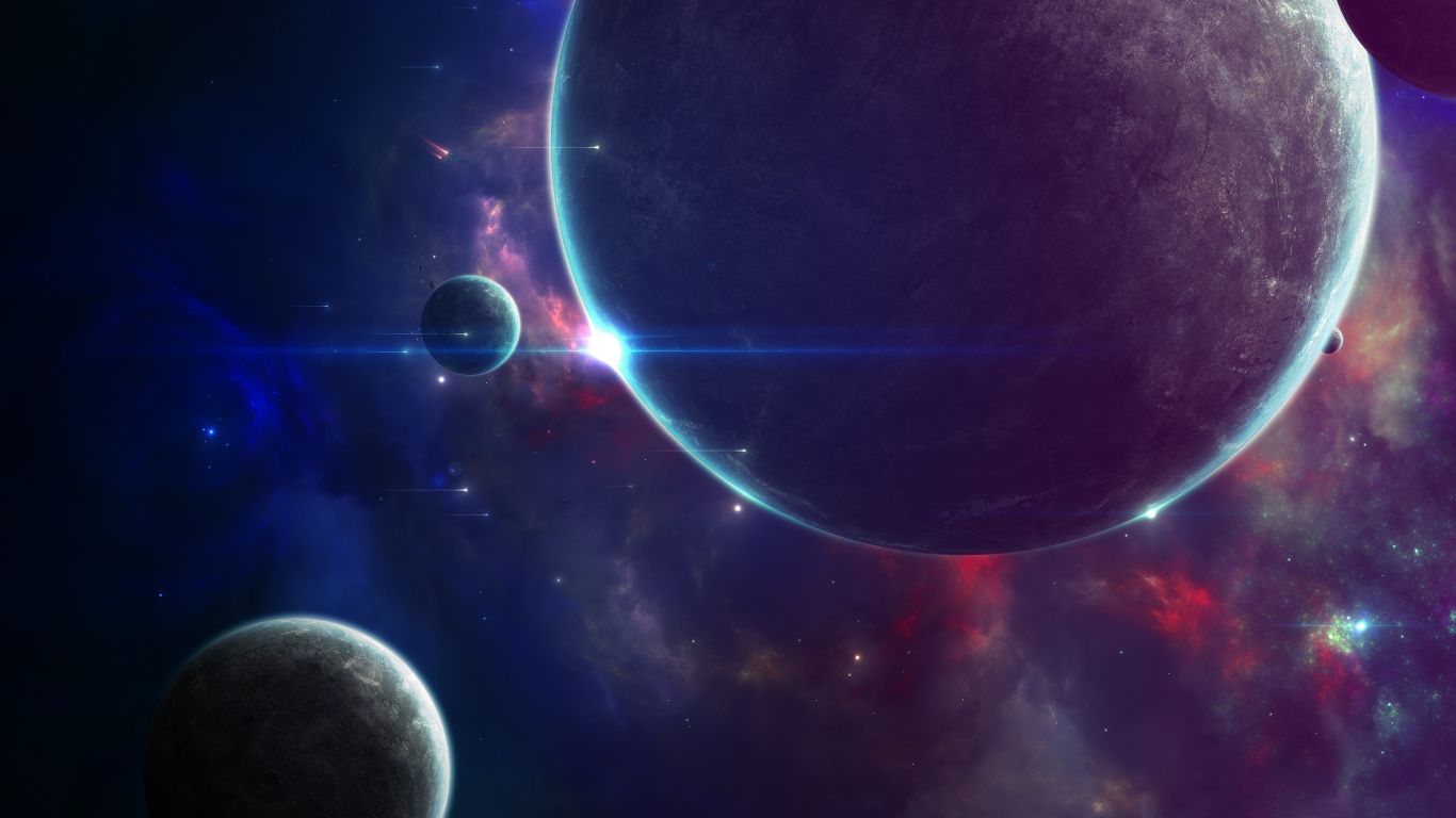 Moon and Stars in The Sky. Wallpaper in 1366x768 Resolution