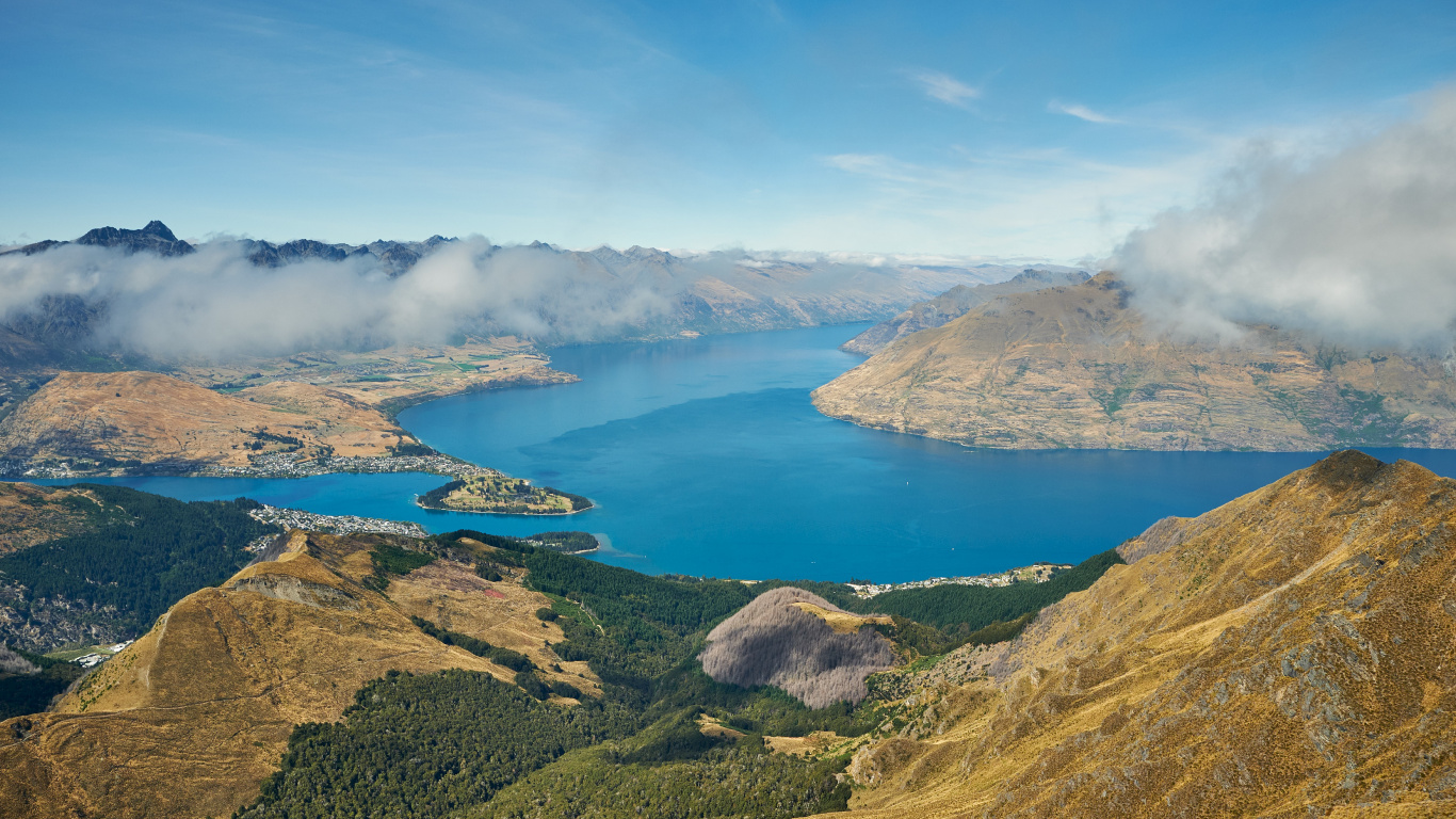 Lake, Mountain, Nature, Mountainous Landforms, Body of Water. Wallpaper in 1366x768 Resolution