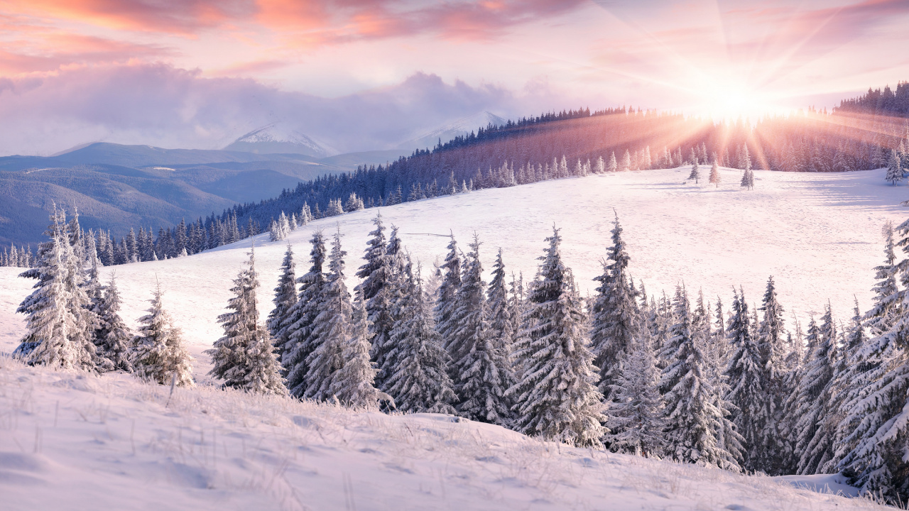 冬天, 多山的地貌, 荒野, 滑雪道, 天空 壁纸 1280x720 允许