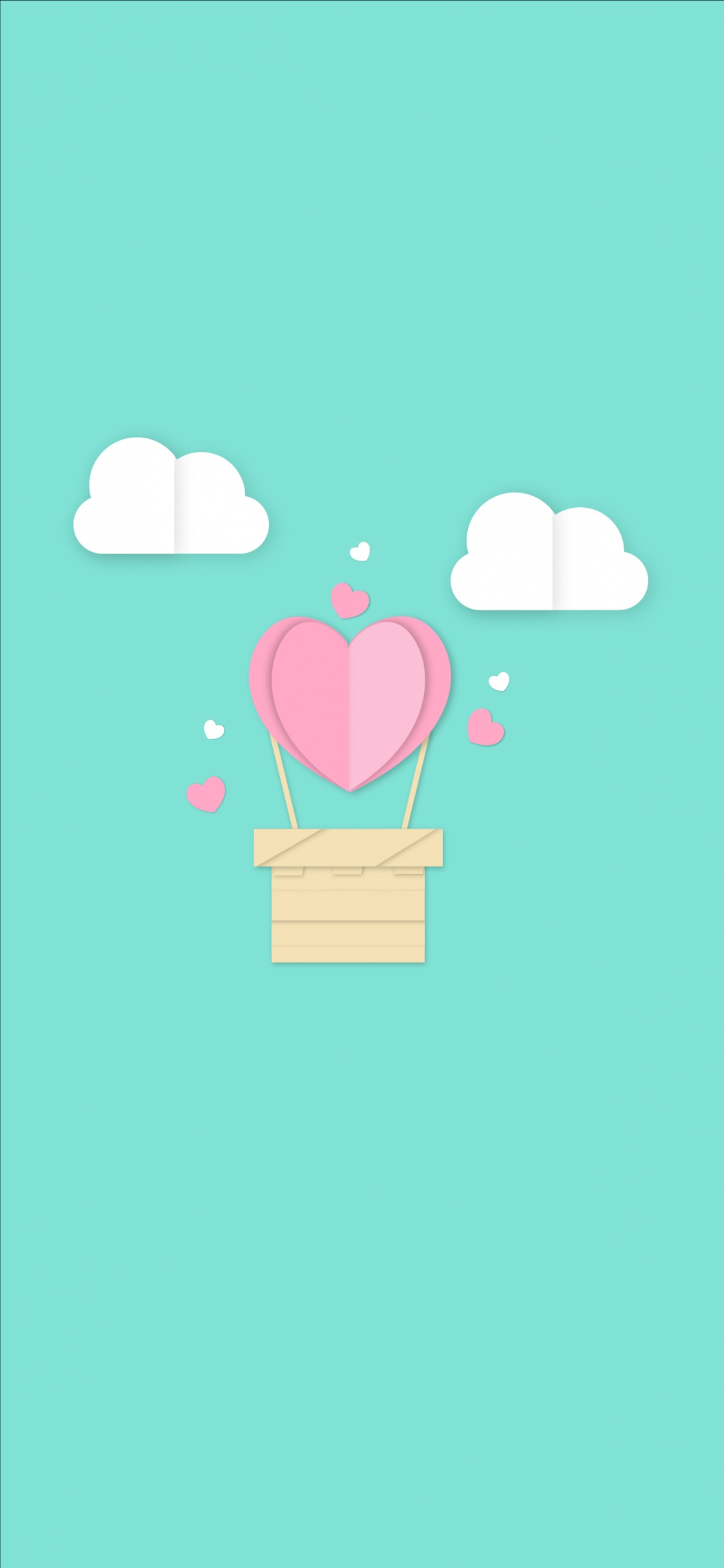 Heart, Hot Air Balloon, Green, Ingredient, Pink. Wallpaper in 1125x2436 Resolution