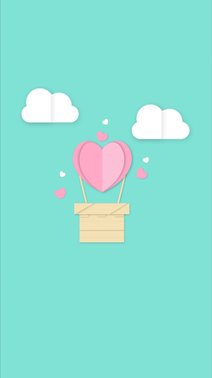 Heart, Hot Air Balloon, Green, Ingredient, Pink. Wallpaper in 720x1280 Resolution