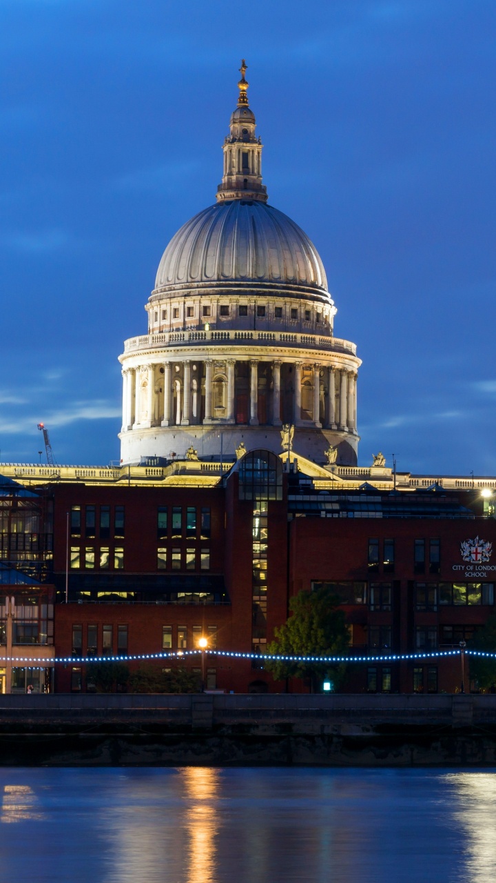White Dome Building Near Bridge During Night Time. Wallpaper in 720x1280 Resolution
