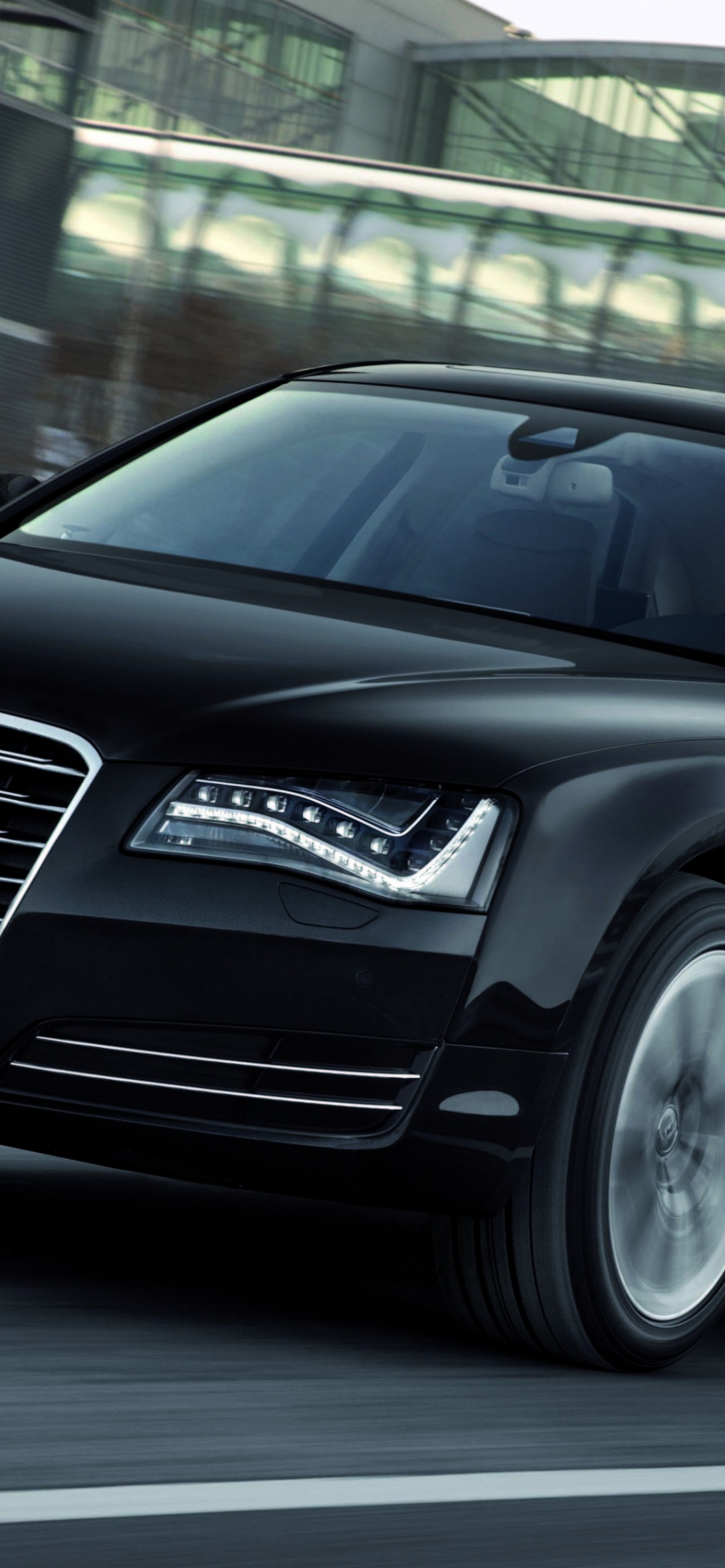 Schwarzer Audi a 4 Limousine. Wallpaper in 1242x2688 Resolution
