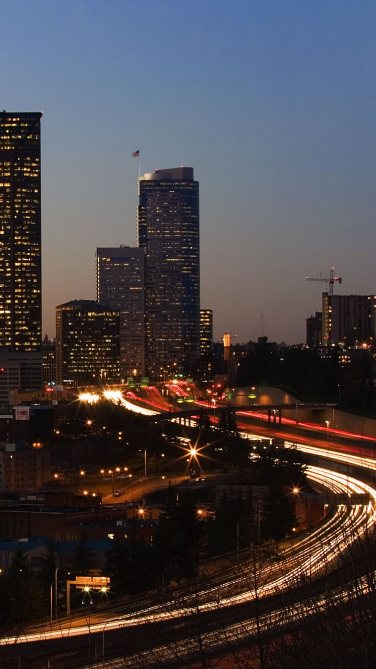 City Skyline During Night Time. Wallpaper in 750x1334 Resolution