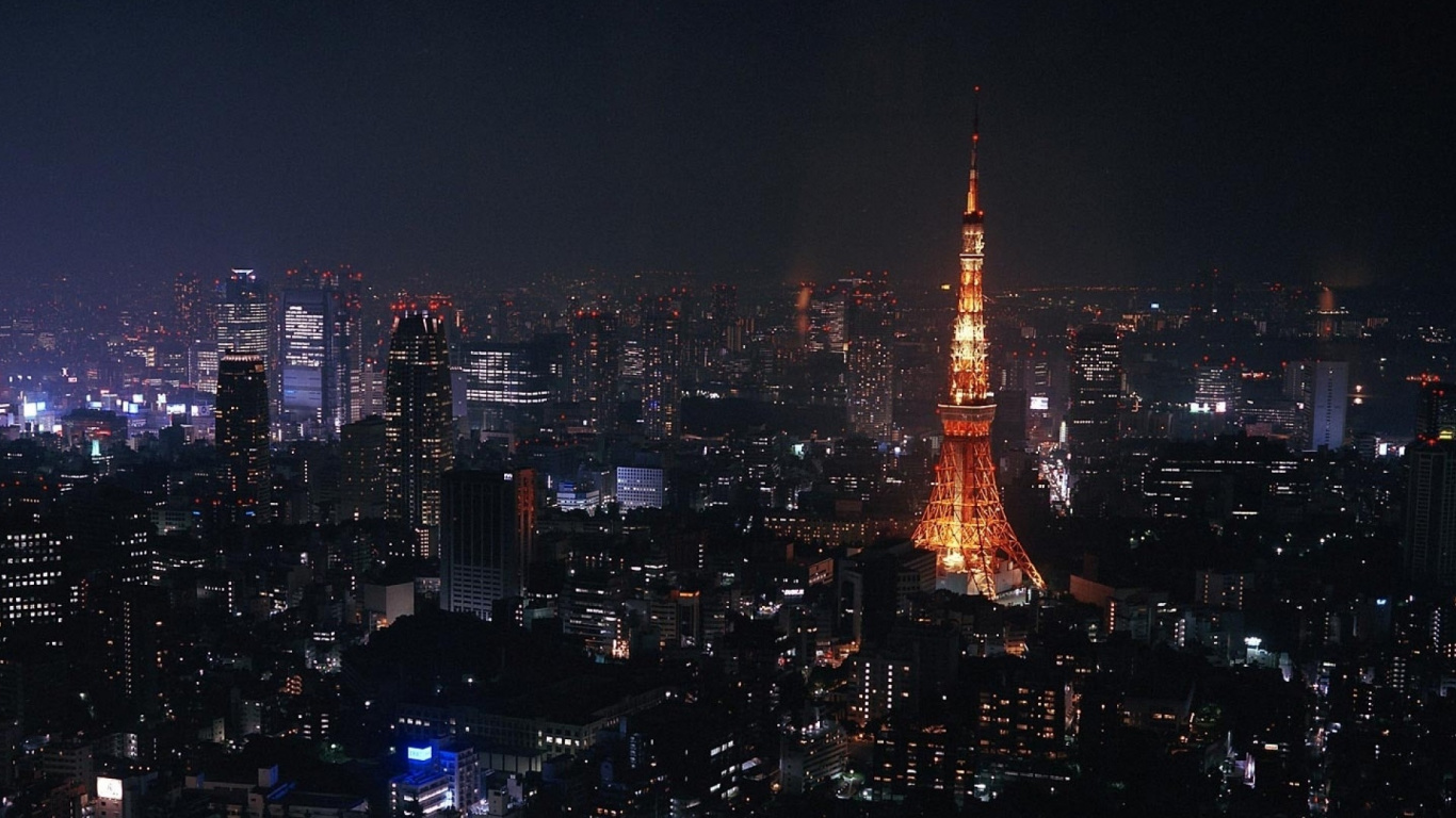 东京, 东京塔, 城市景观, 城市, 大都会 壁纸 1366x768 允许