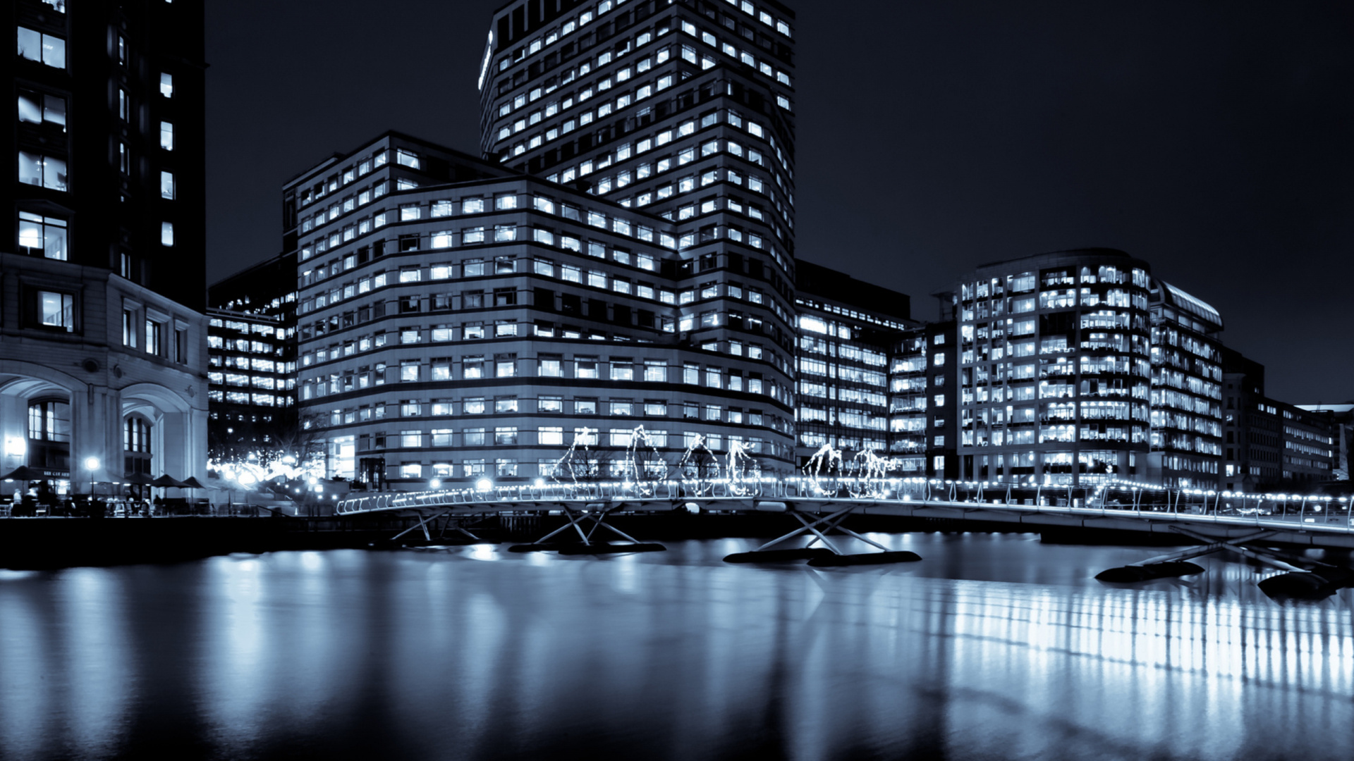 Lighted High Rise Building During Night Time. Wallpaper in 1920x1080 Resolution
