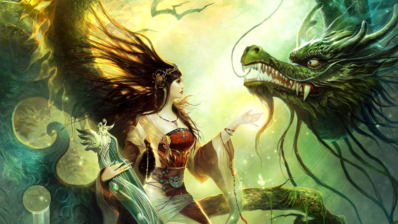 Femme en Robe Rouge et Marron Tenant Une Illustration de Crocodile Vert. Wallpaper in 1280x720 Resolution