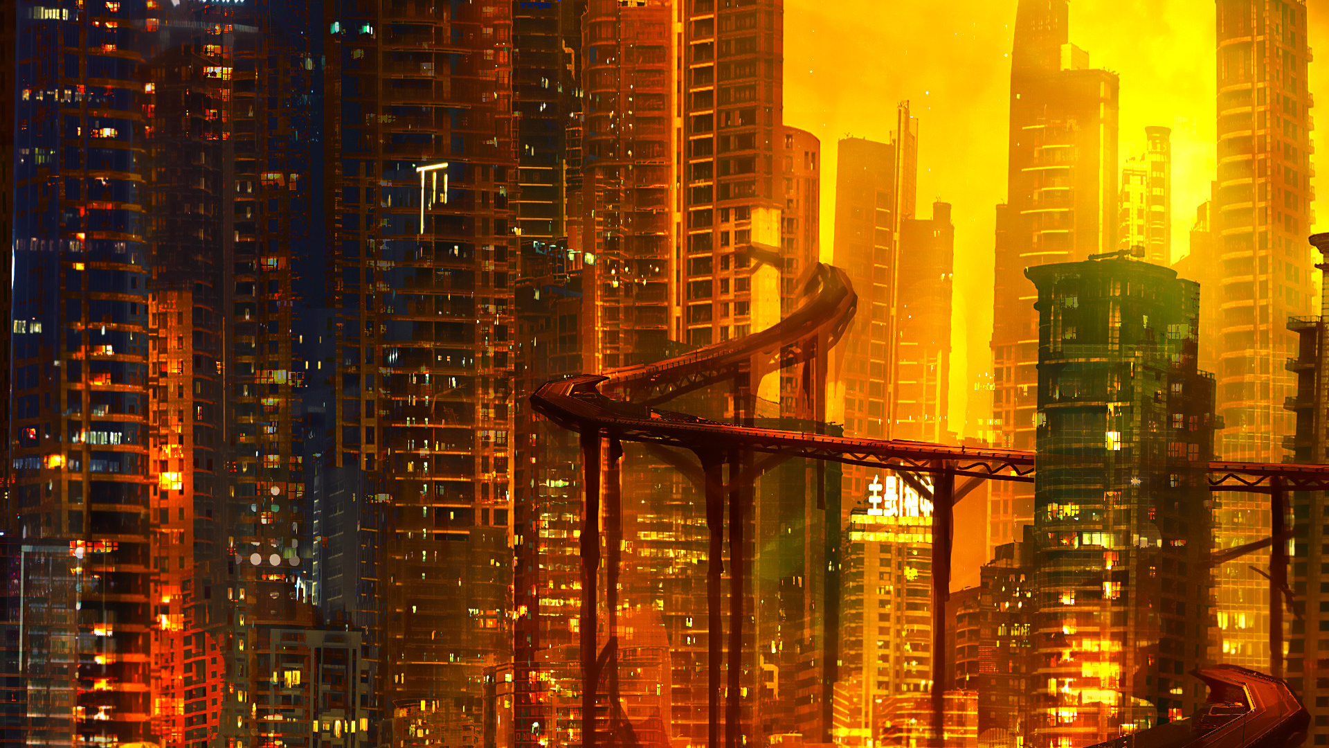 High Rise Buildings During Night Time. Wallpaper in 1920x1080 Resolution