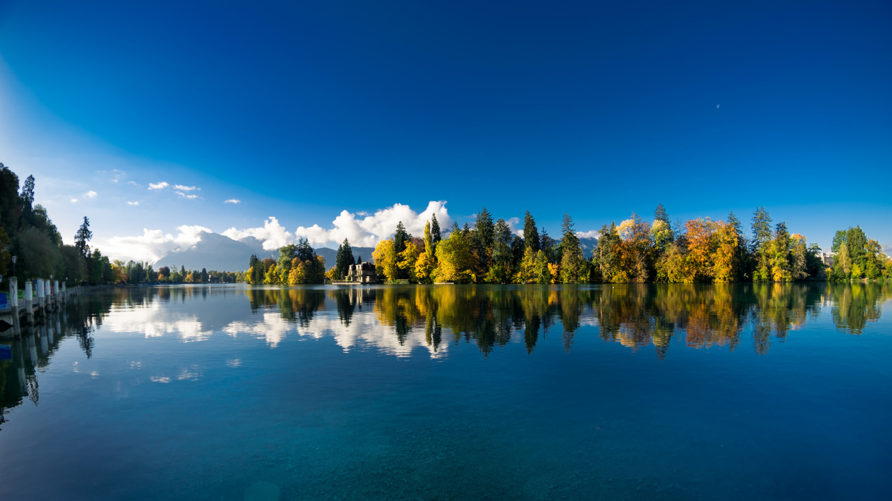 Reflection, Nature, Tree, Water, Blue. Wallpaper in 1280x720 Resolution