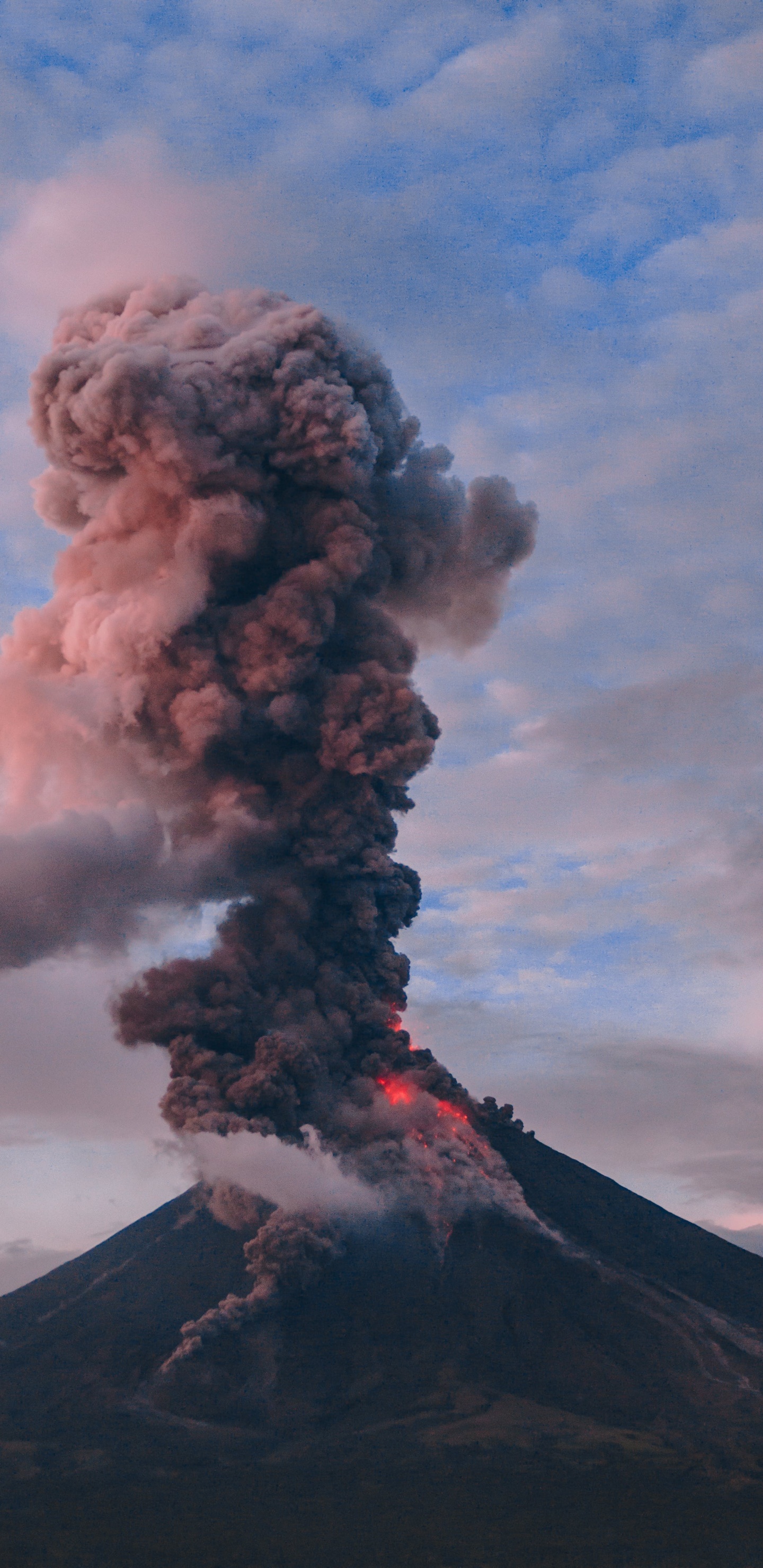 类型的火山爆发, 屏蔽火山, 烟雾, 污染, 气氛 壁纸 1440x2960 允许