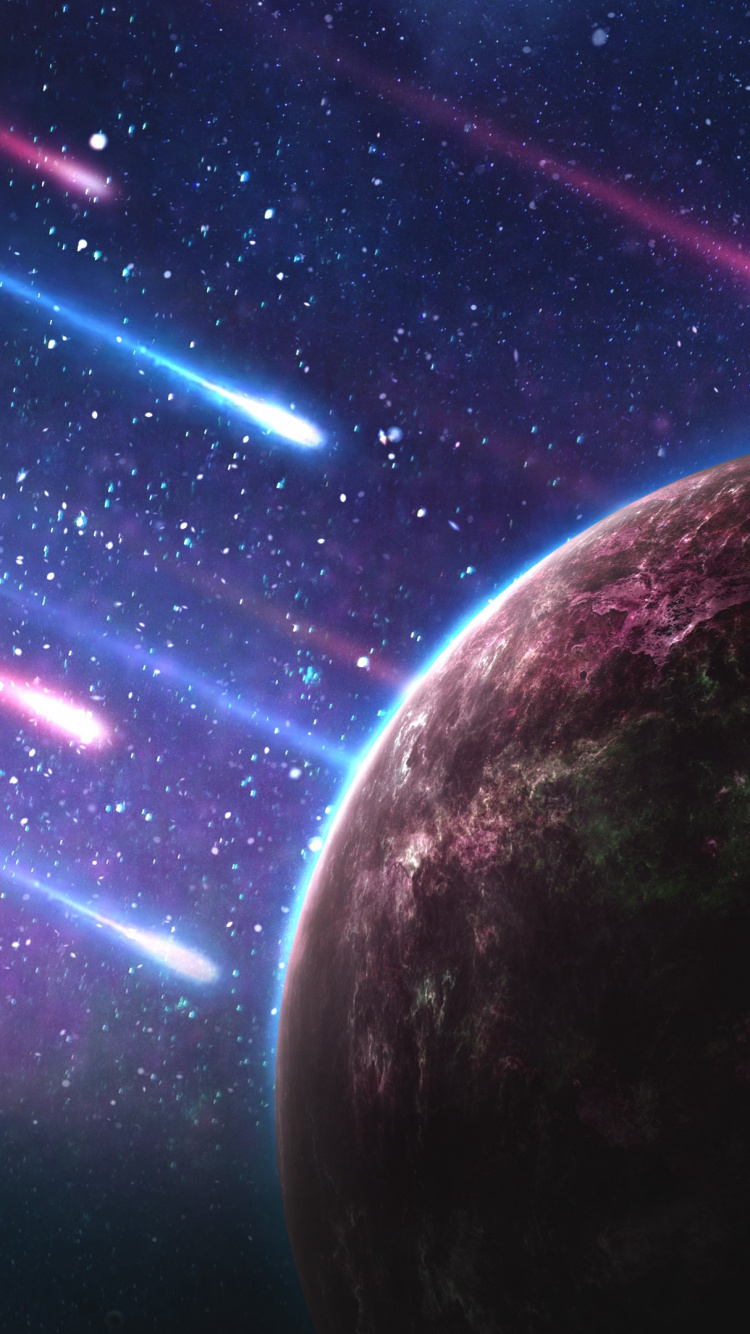 Purple and Blue Lights on Black and Blue Background. Wallpaper in 750x1334 Resolution