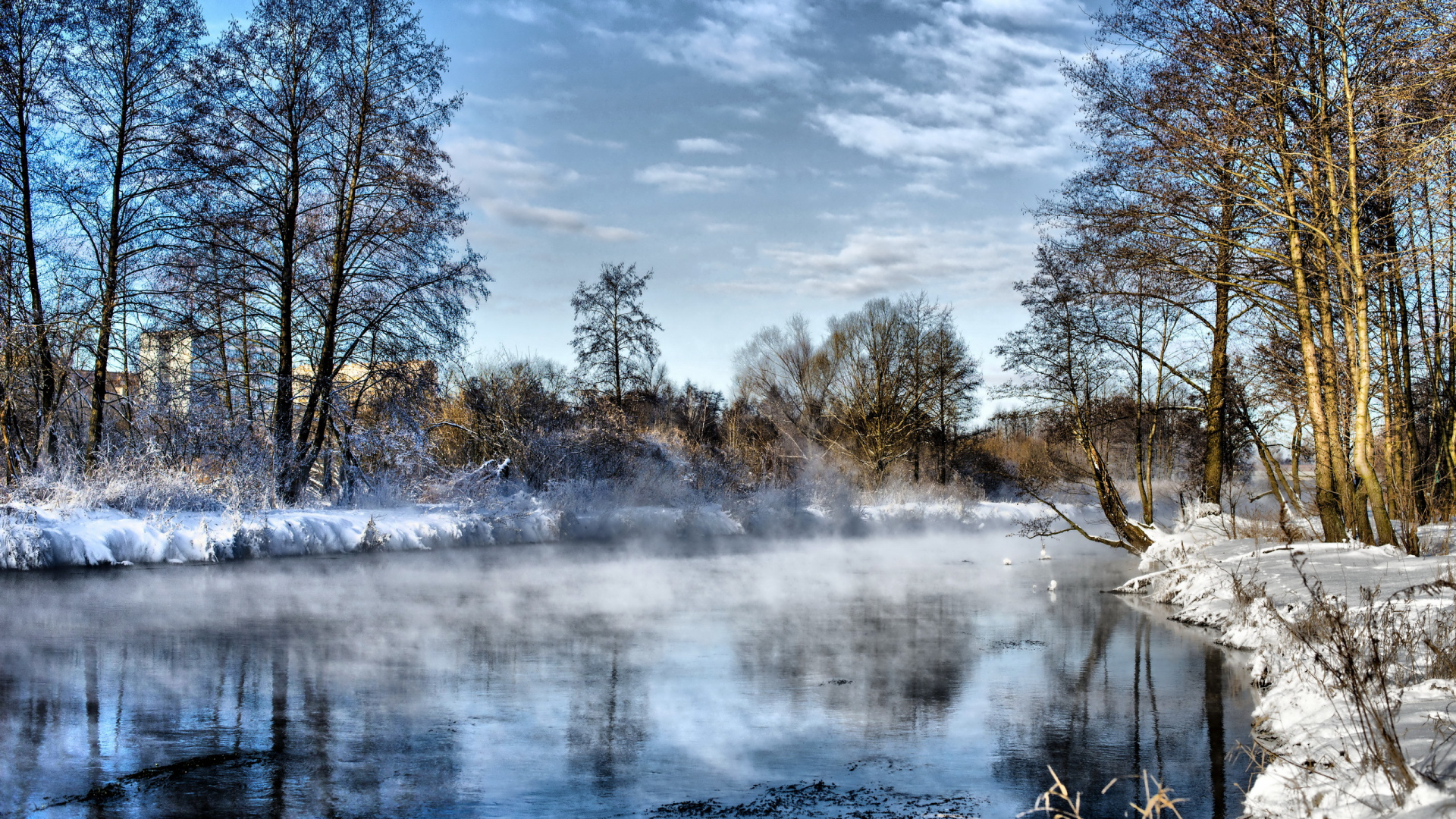 冬天, 性质, 冻结, 反射, 荒野 壁纸 1920x1080 允许