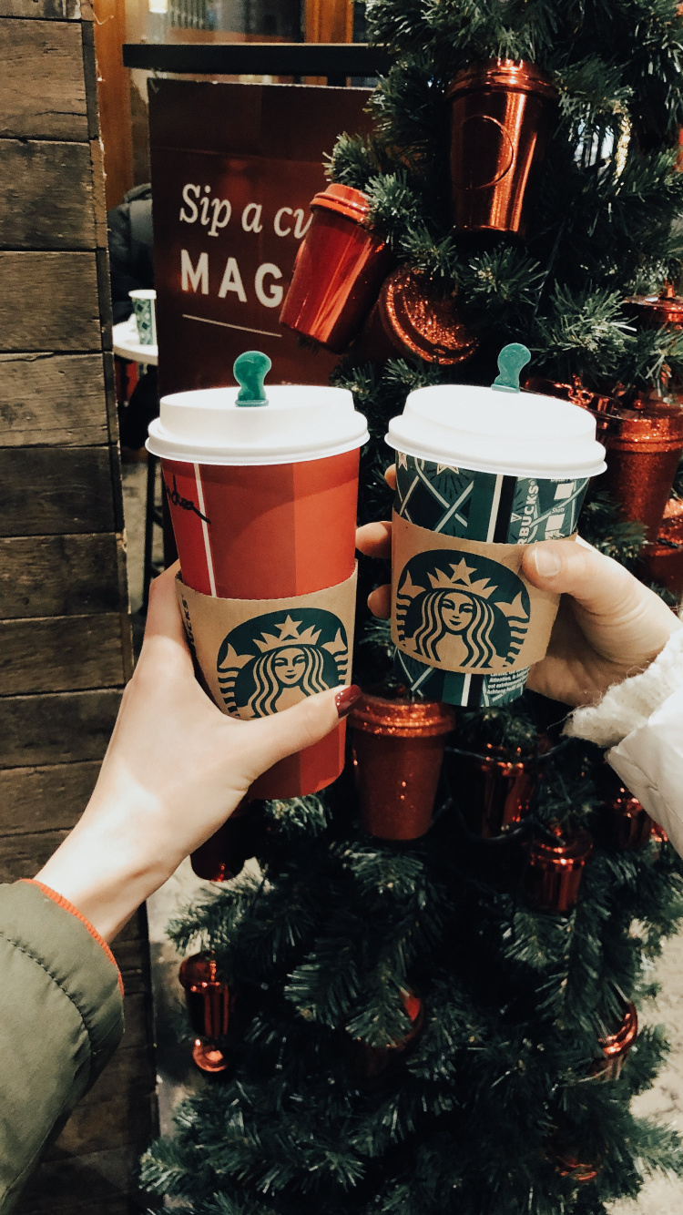 Starbucks New Logo 2011, Christmas Day, Christmas Decoration, Flowerpot, Holiday. Wallpaper in 750x1334 Resolution