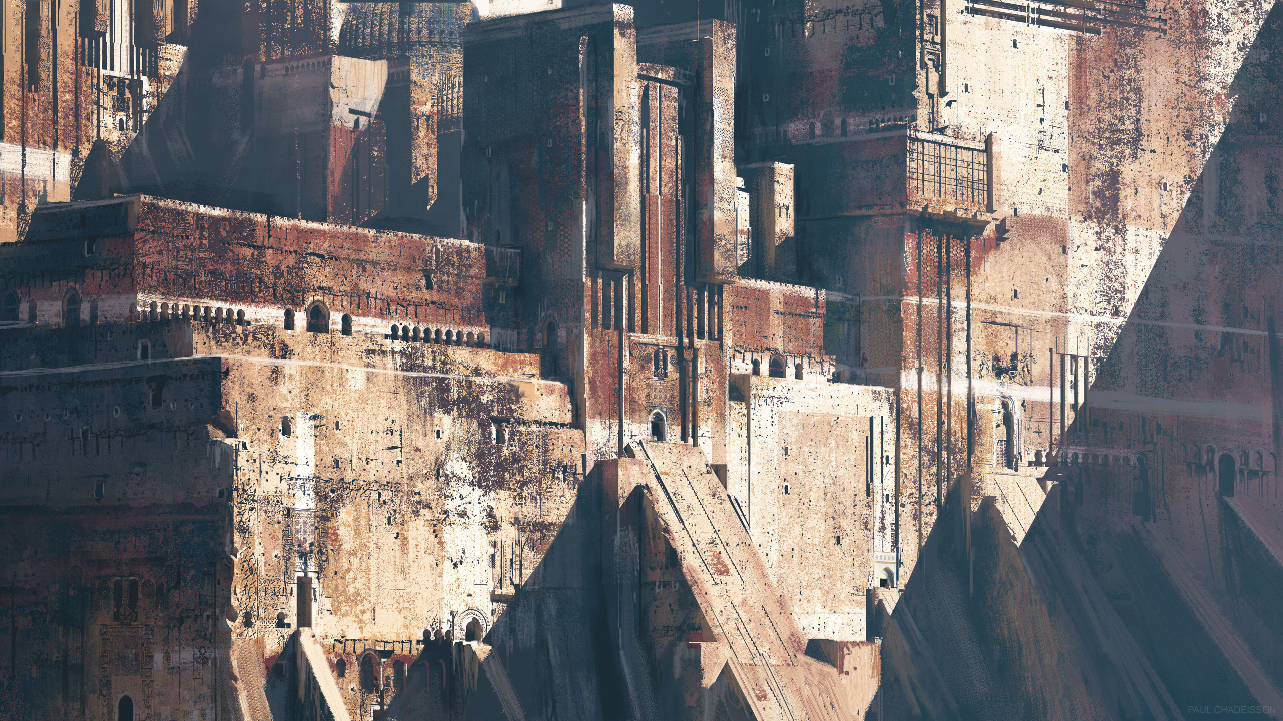 概念艺术, 艺术, 棕色, 木, 砖 壁纸 2560x1440 允许