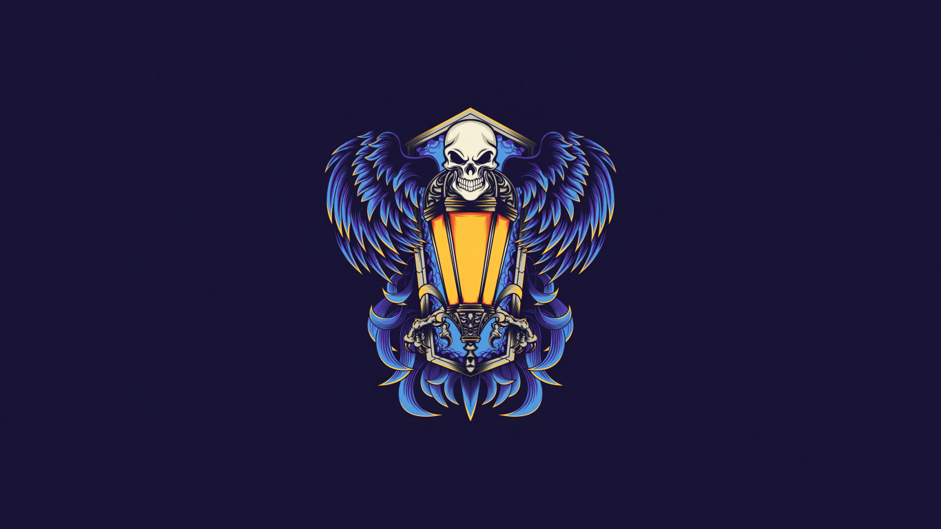 Gold and Blue Dragon Logo. Wallpaper in 1366x768 Resolution