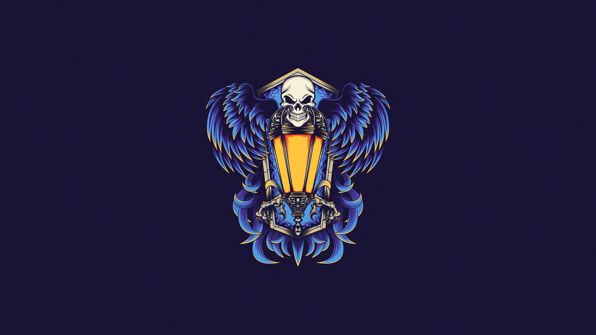 Gold and Blue Dragon Logo. Wallpaper in 1920x1080 Resolution