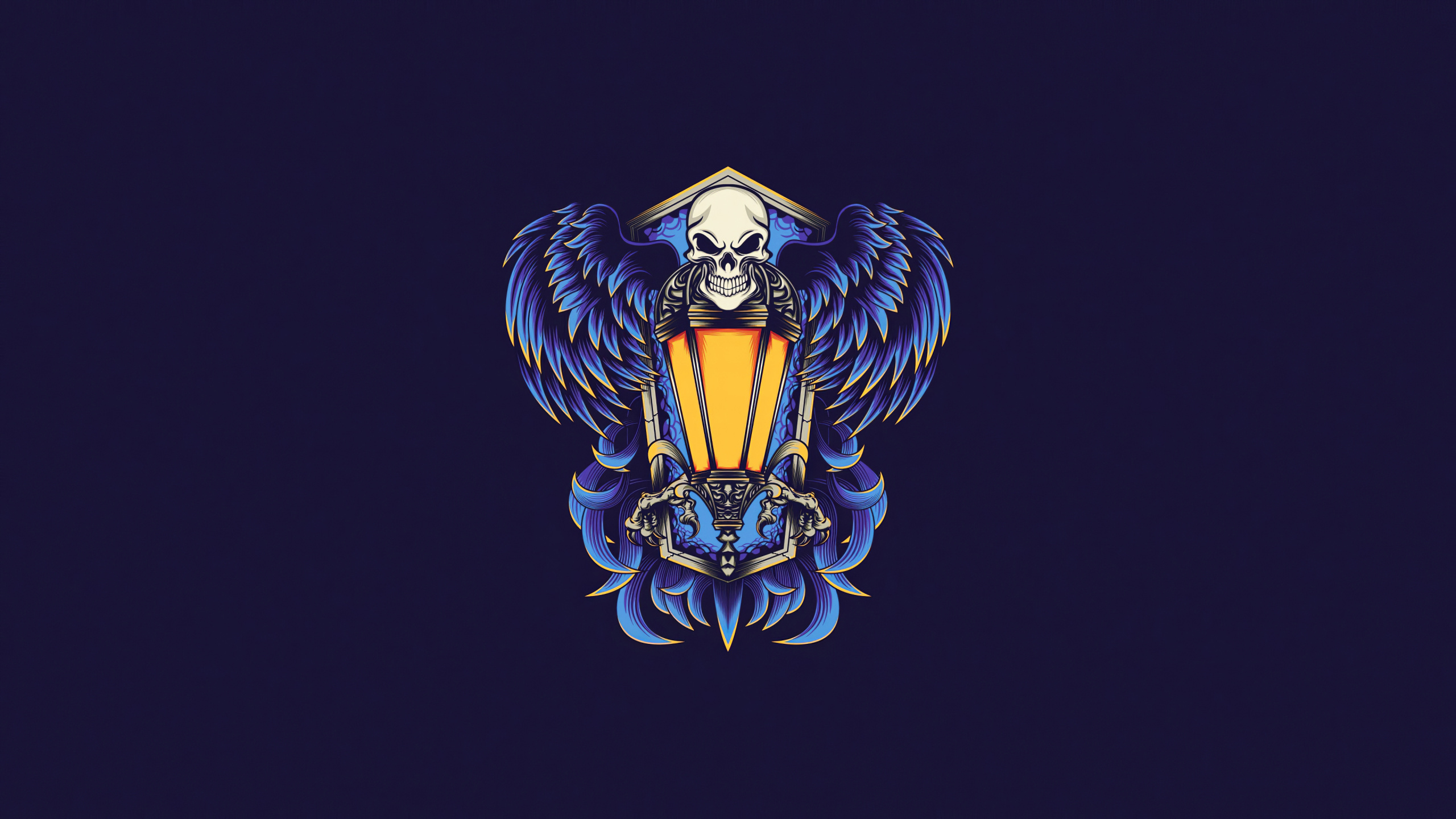 Gold and Blue Dragon Logo. Wallpaper in 2560x1440 Resolution