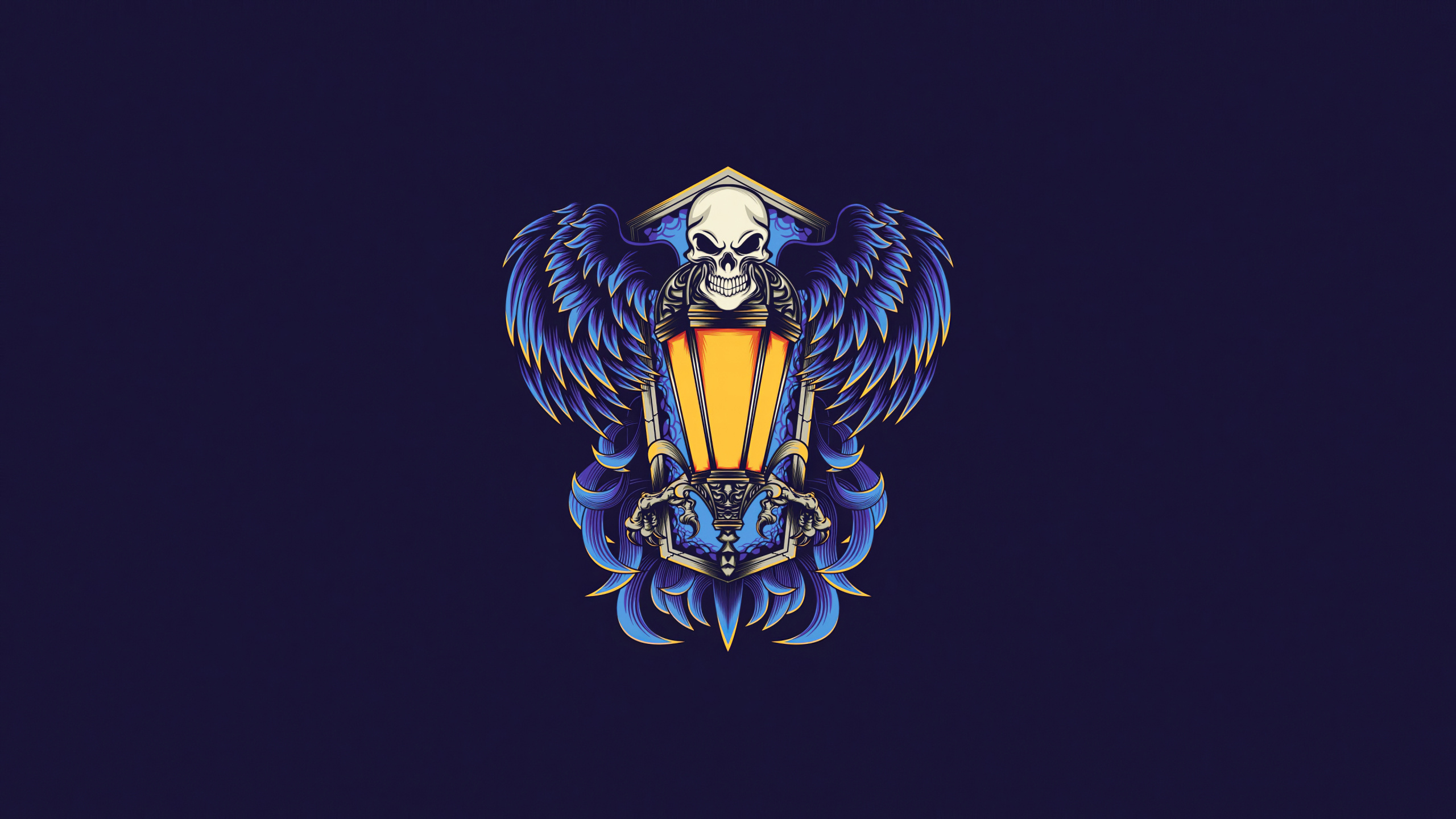 Gold and Blue Dragon Logo. Wallpaper in 2560x1440 Resolution