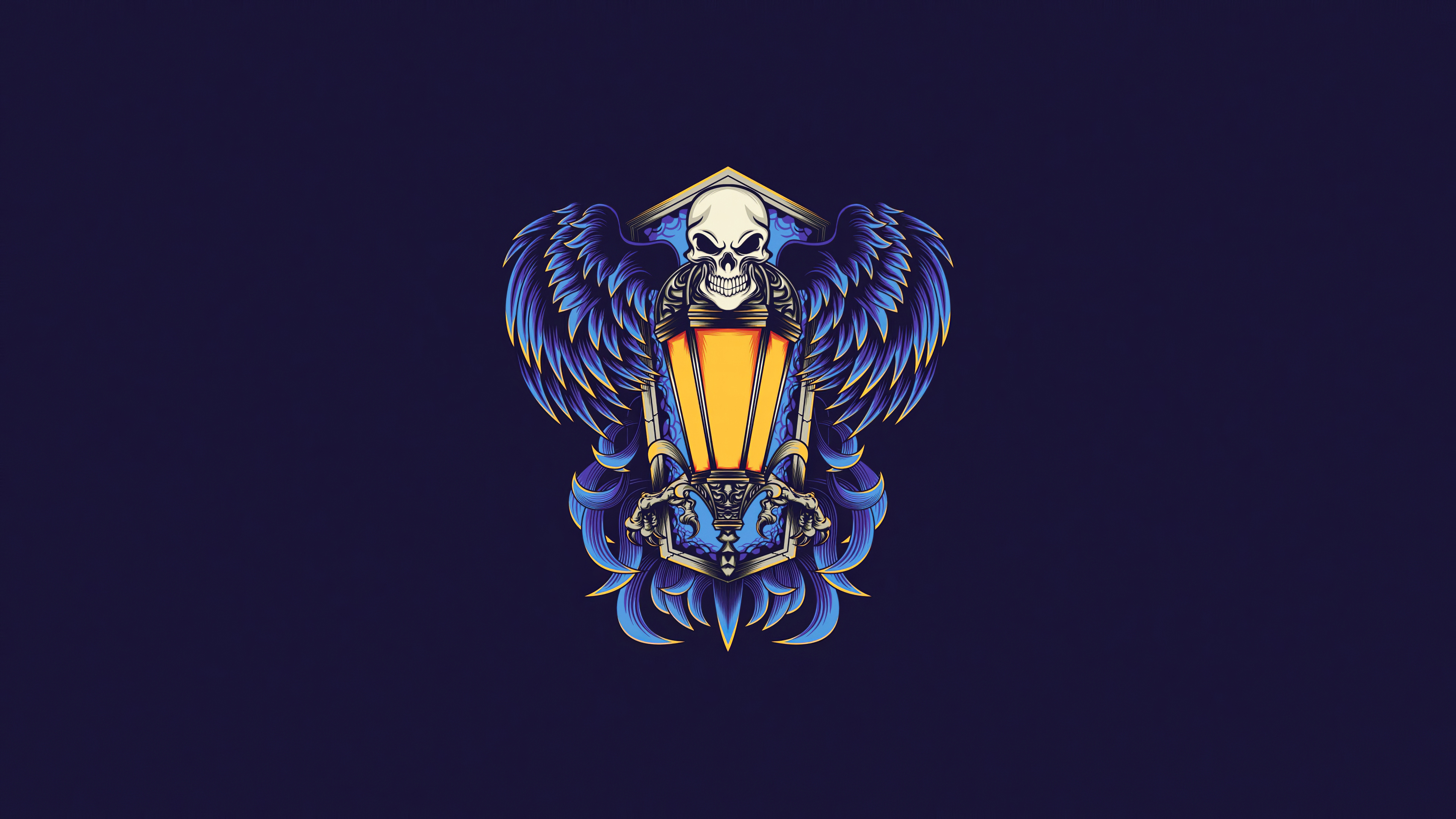 Gold and Blue Dragon Logo. Wallpaper in 3840x2160 Resolution