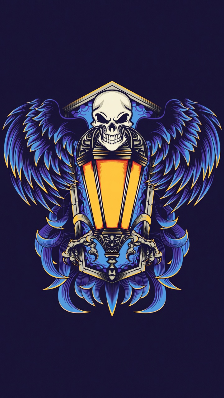 Gold and Blue Dragon Logo. Wallpaper in 720x1280 Resolution