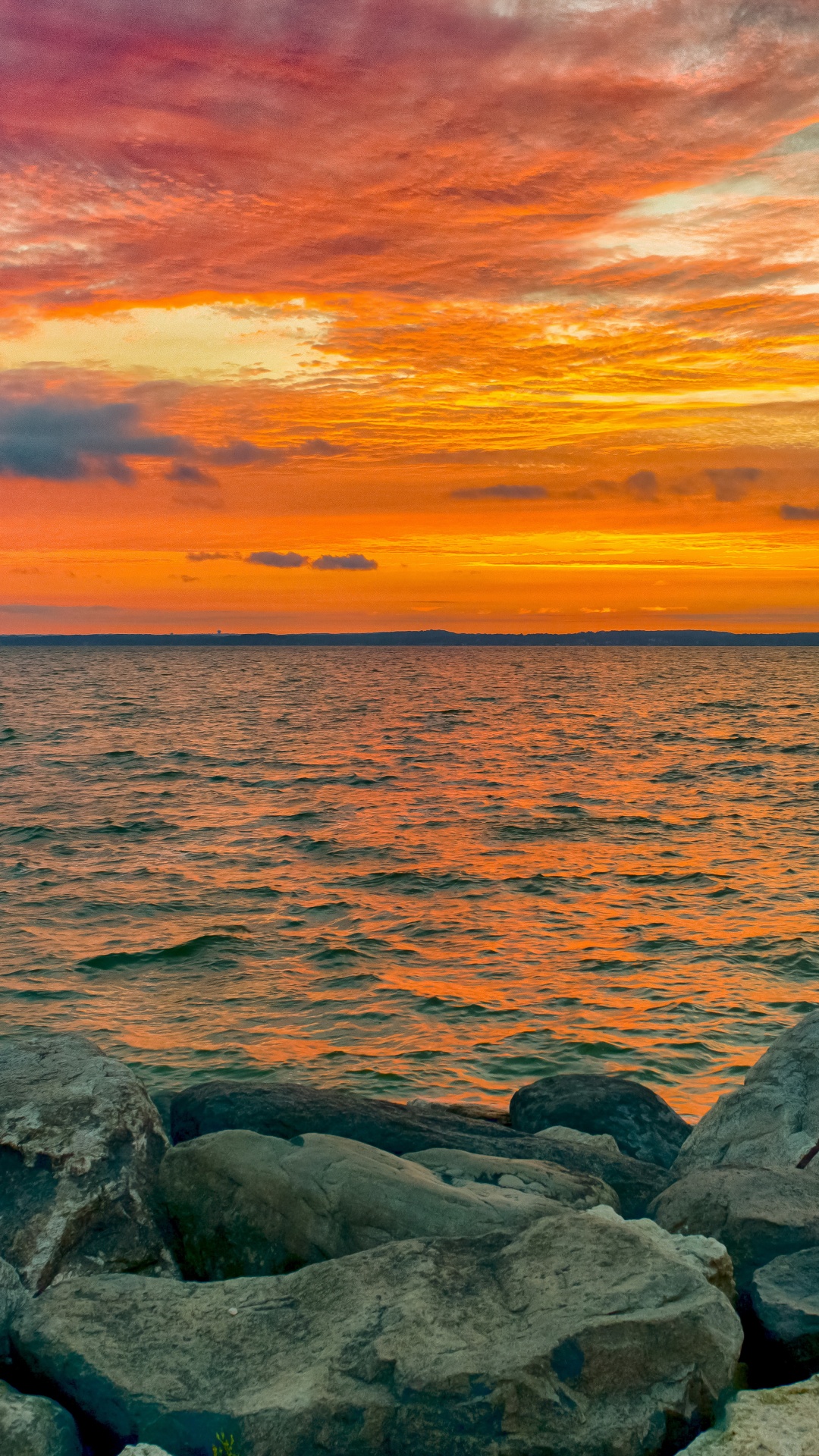 Gray Rocks on Sea Shore During Sunset. Wallpaper in 1080x1920 Resolution