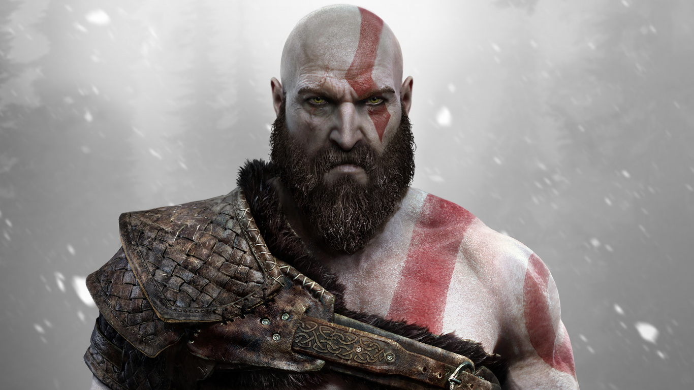Gott Des Krieges, God of War Iii, Kratos, Playstation 4, Kehllappen. Wallpaper in 1366x768 Resolution