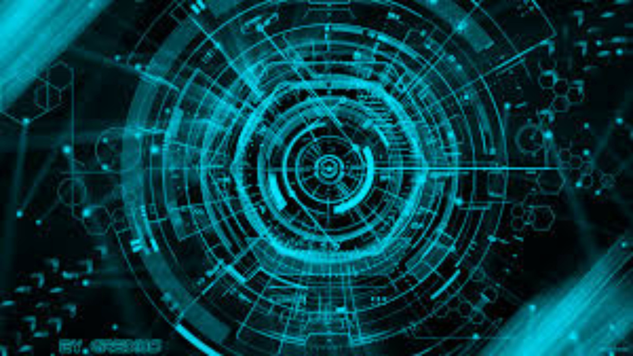 Techno, 圆圈, 电蓝色的, 分形技术, 对称 壁纸 1280x720 允许