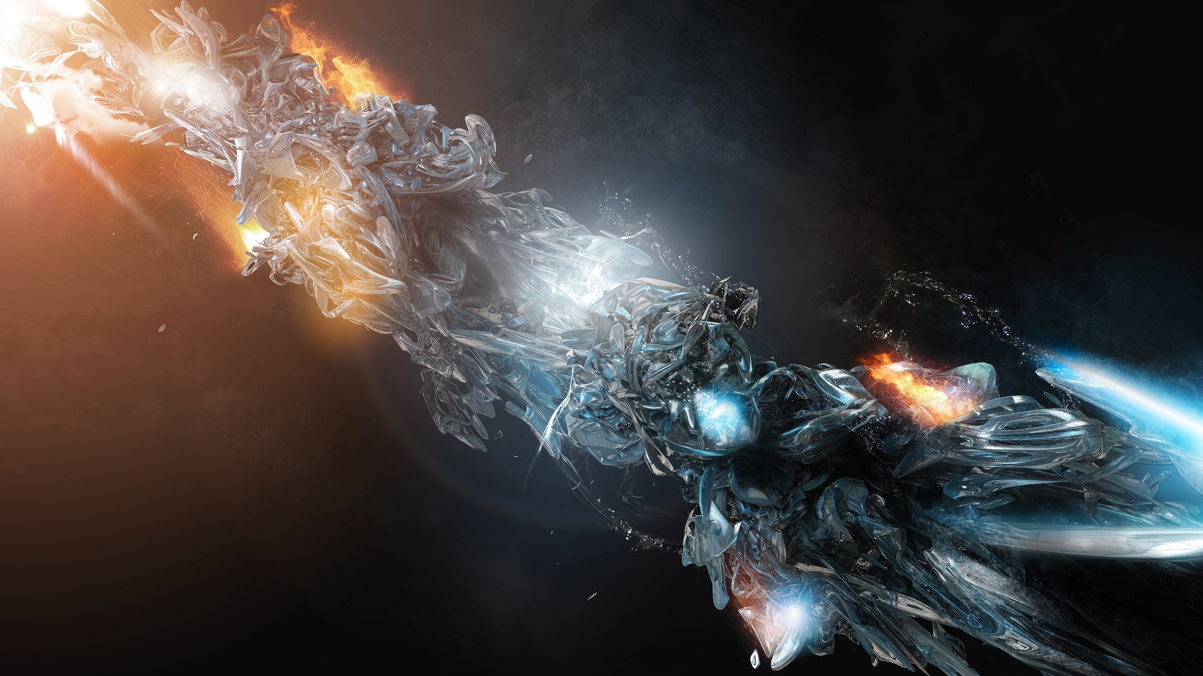 Black and White Smoke on Black Background. Wallpaper in 3840x2160 Resolution