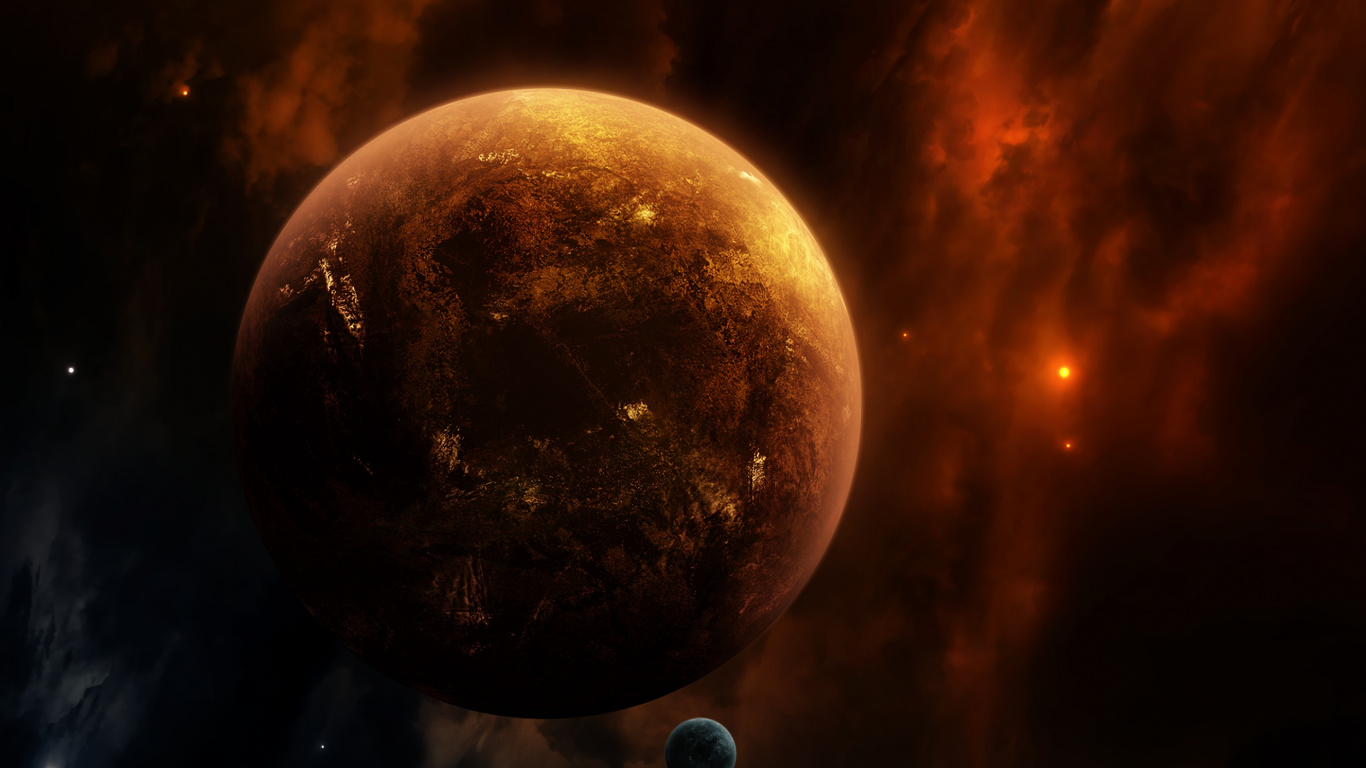 Pleine Lune Dans le Ciel. Wallpaper in 1366x768 Resolution