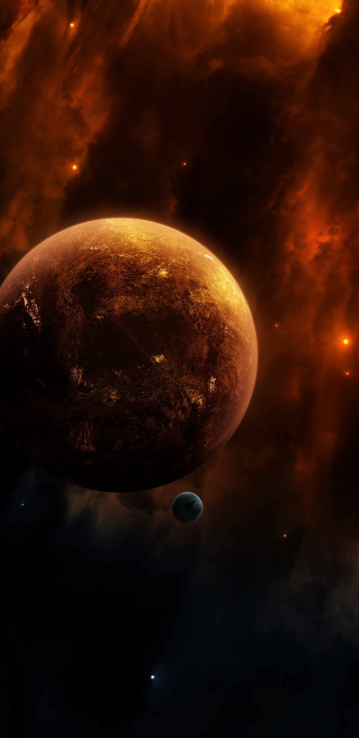 Vollmond am Himmel. Wallpaper in 1440x2960 Resolution