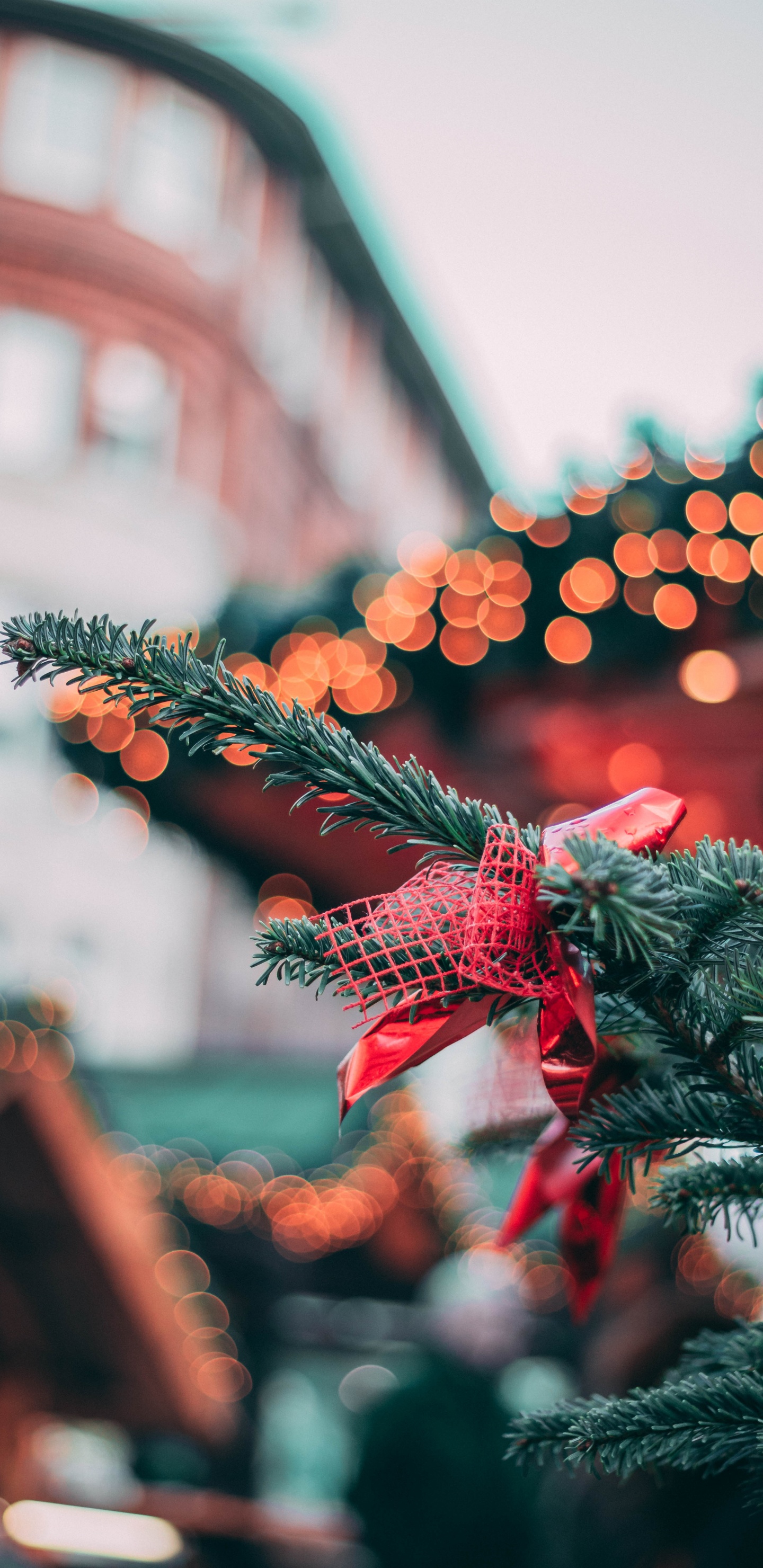 New Year, Christmas Day, Bokeh, Red, Green. Wallpaper in 1440x2960 Resolution