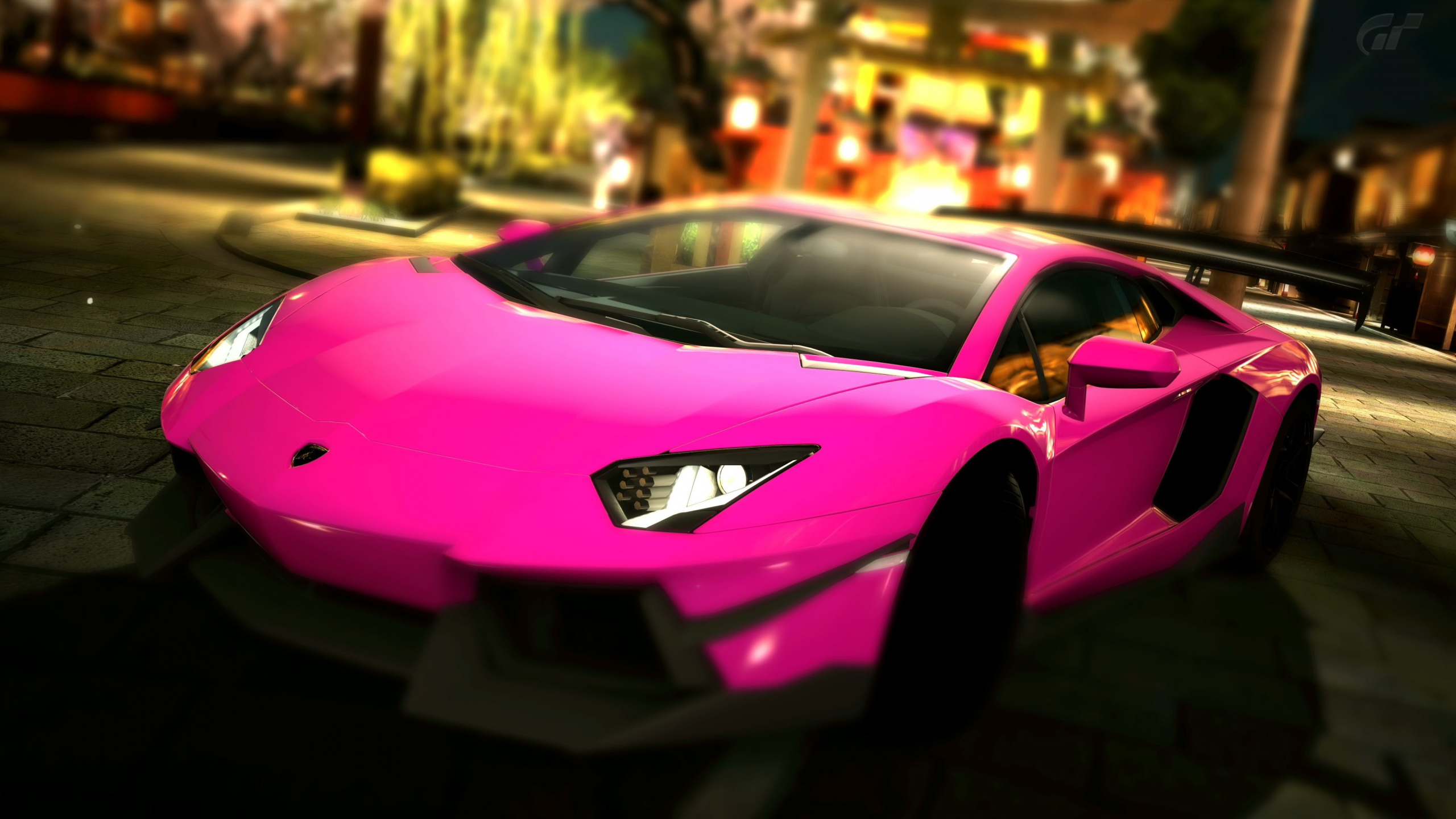 Lamborghini Aventador Mauve Garée Dans la Rue Pendant la Journée. Wallpaper in 2560x1440 Resolution