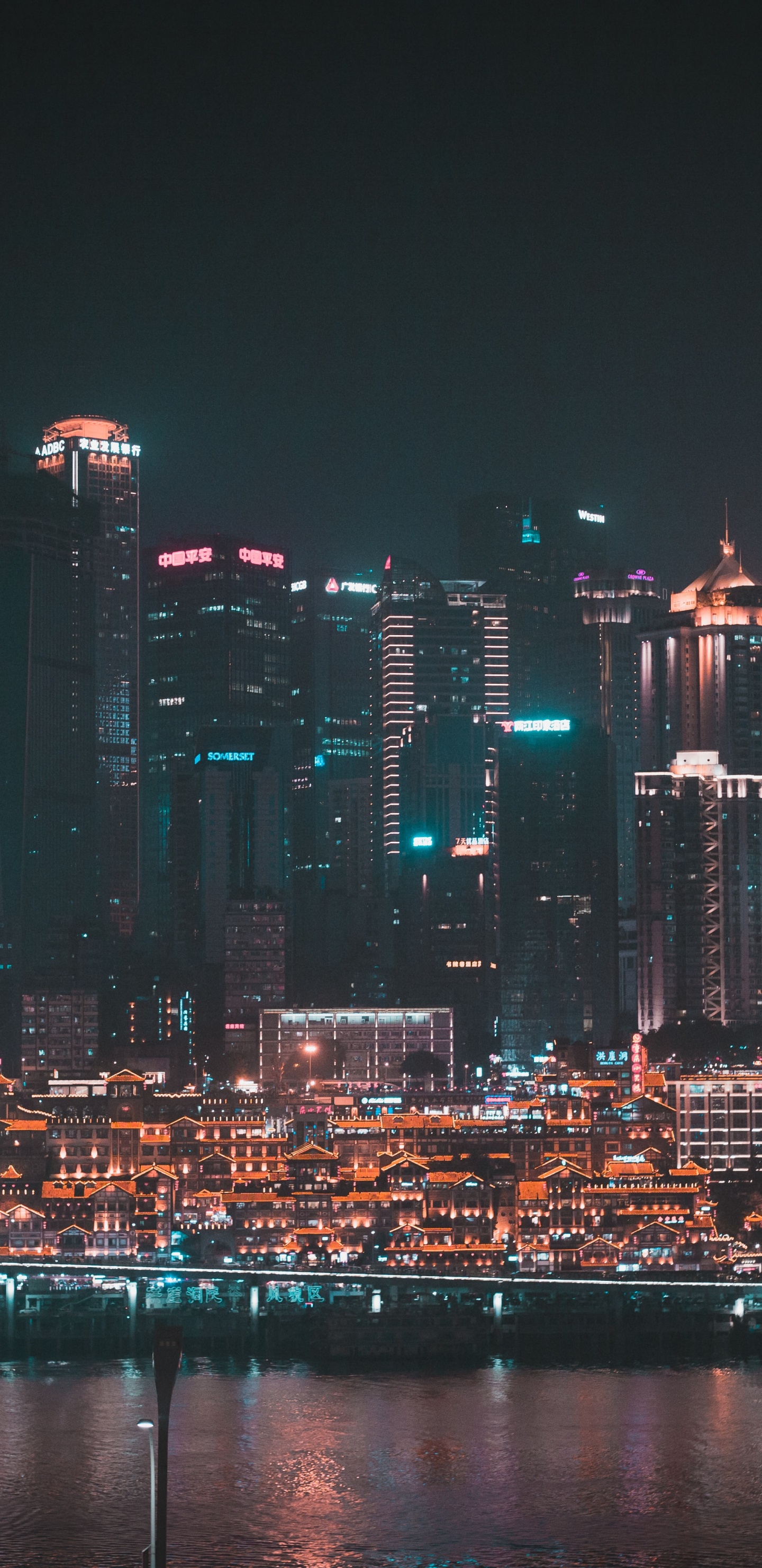 Horizonte de la Ciudad Durante la Noche. Wallpaper in 1440x2960 Resolution