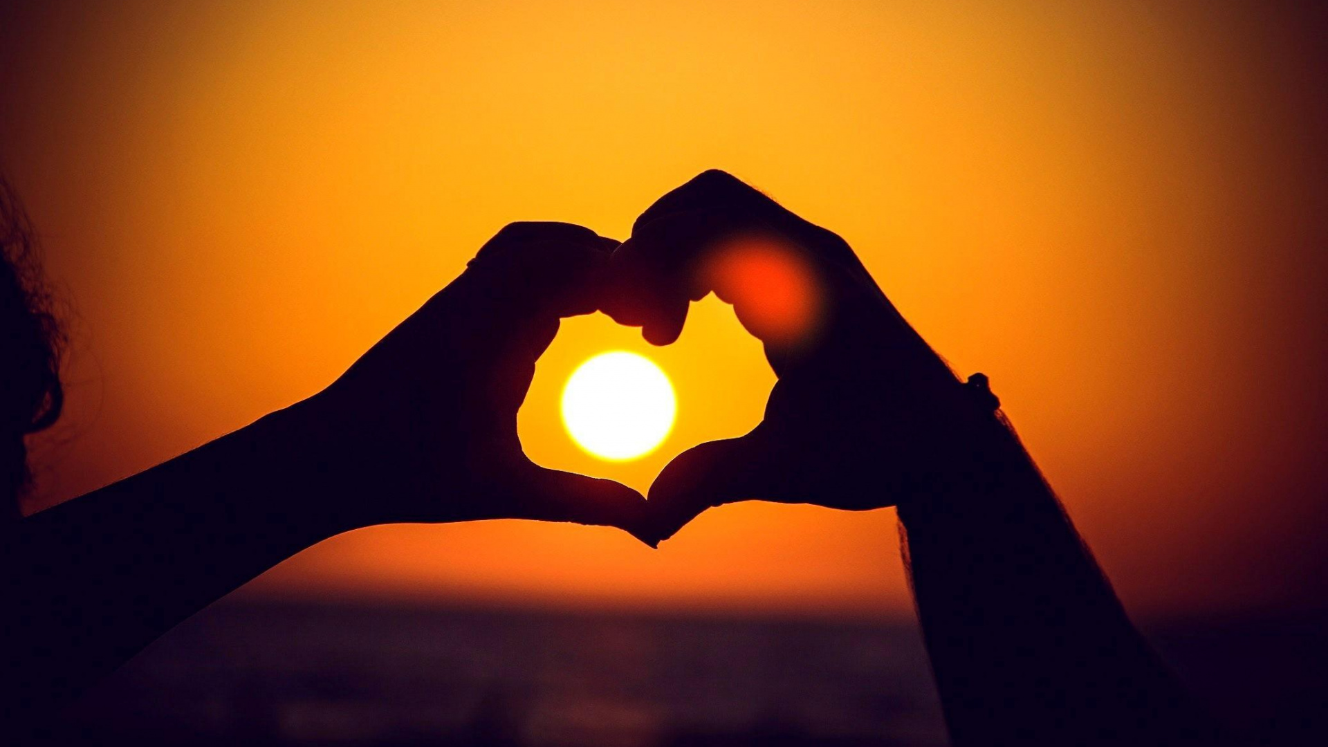 Cœur, Amour, Chaleur, Silhouette, Lever. Wallpaper in 1920x1080 Resolution