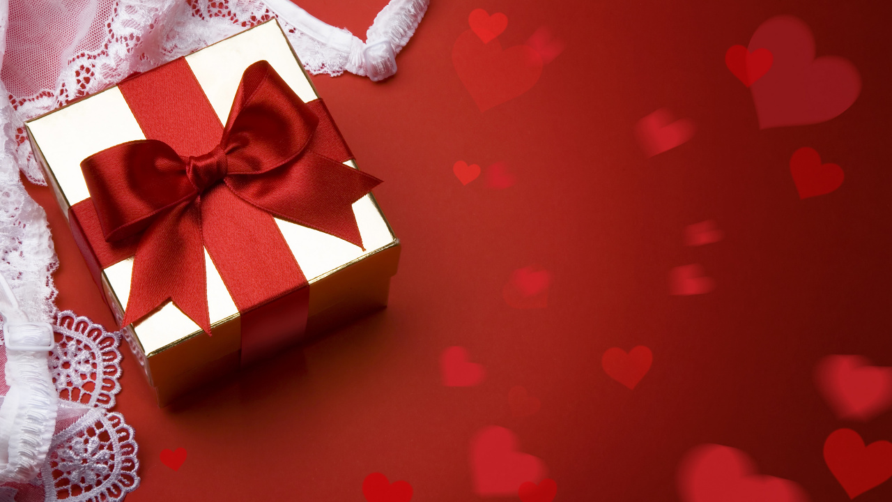 礼物, 心脏, 红色的, 爱情, 圣诞节 壁纸 1280x720 允许