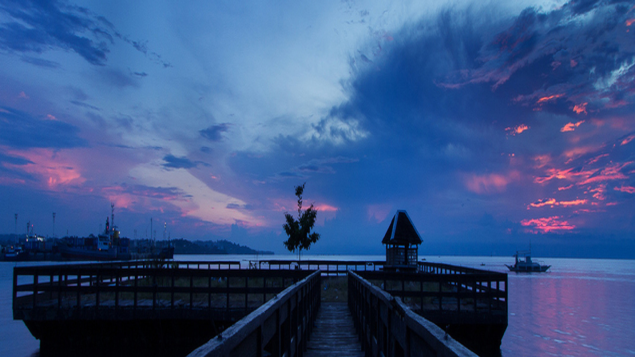 Holzbrücke Bei Nacht, Nacht, Brücke, Meer, Pier. Wallpaper in 1280x720 Resolution