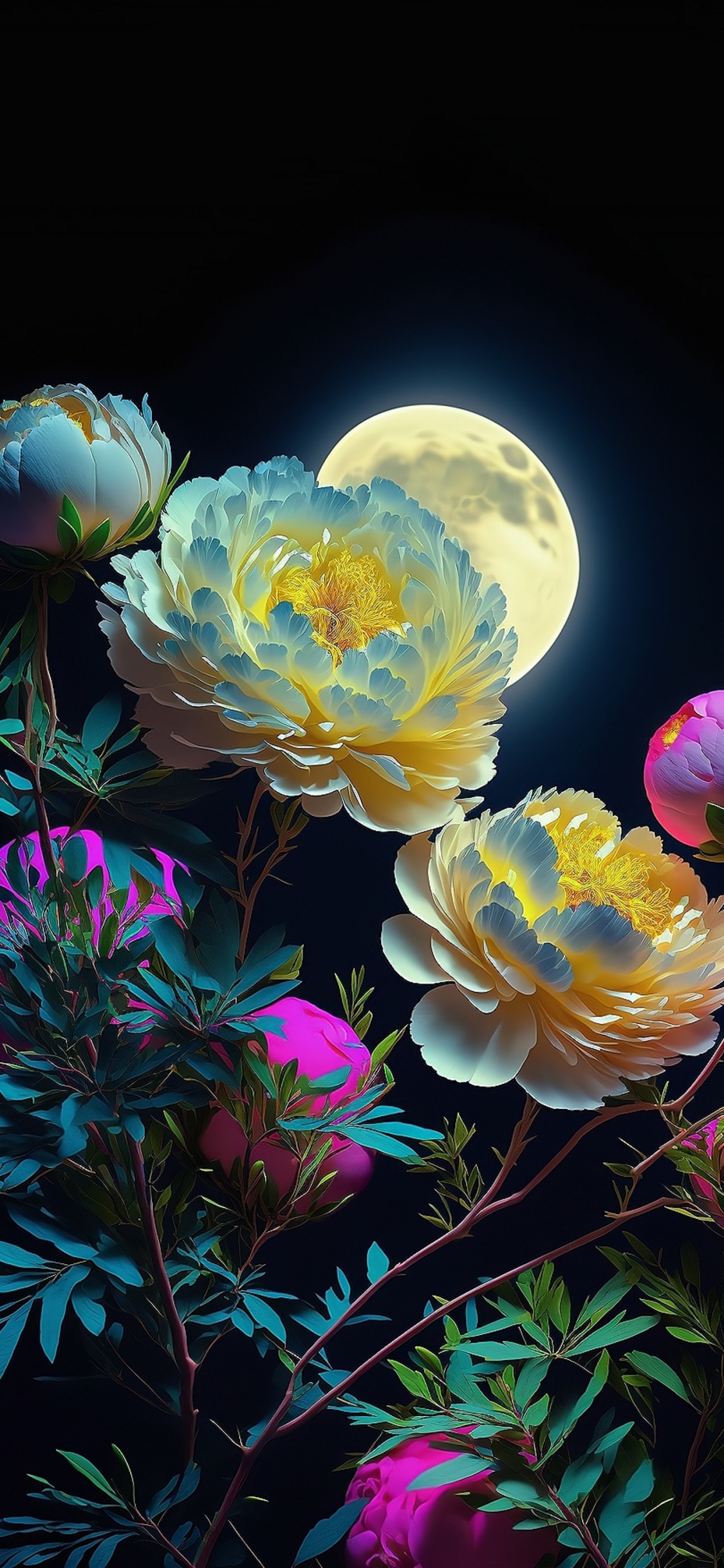 Blumenmuster, Pfingstrose, Kunstpflanzen, Botanik, Blütenblatt. Wallpaper in 1125x2436 Resolution