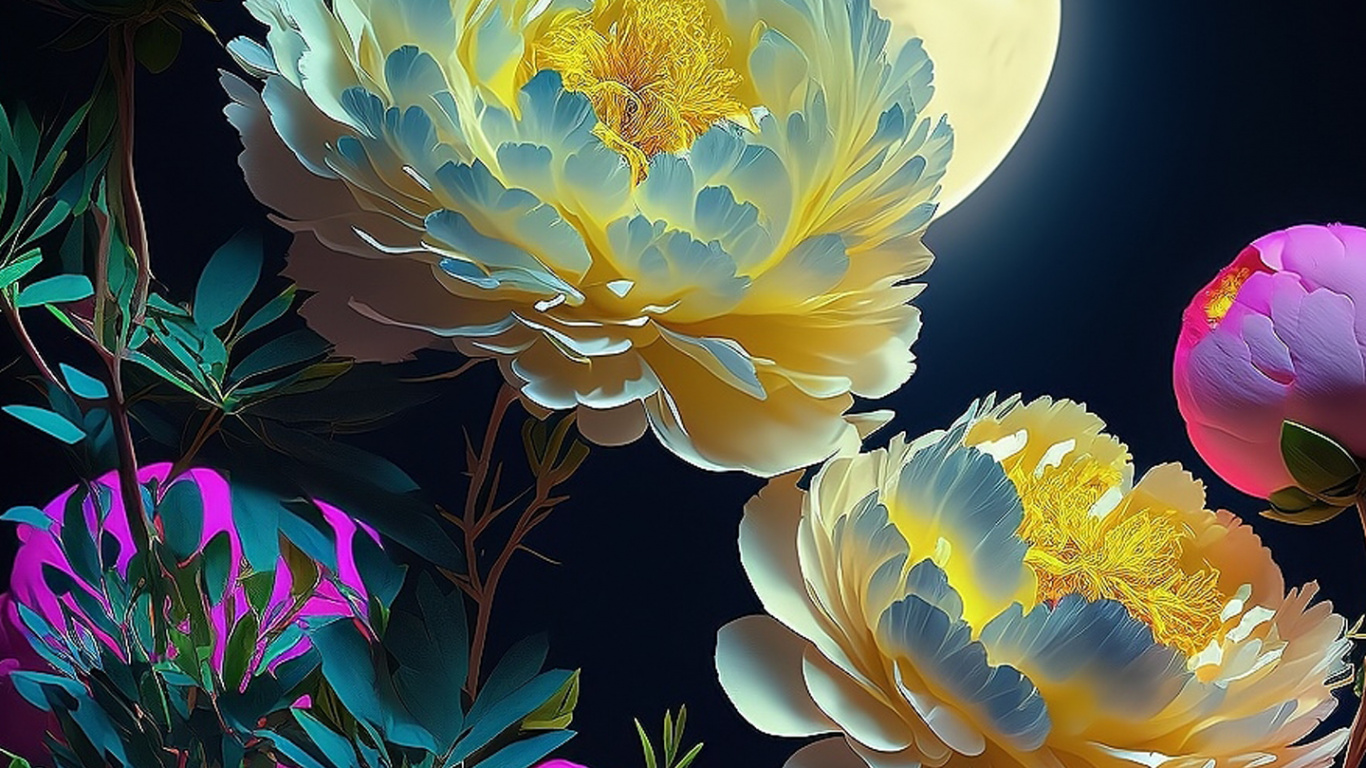 Blumenmuster, Pfingstrose, Kunstpflanzen, Botanik, Blütenblatt. Wallpaper in 1366x768 Resolution