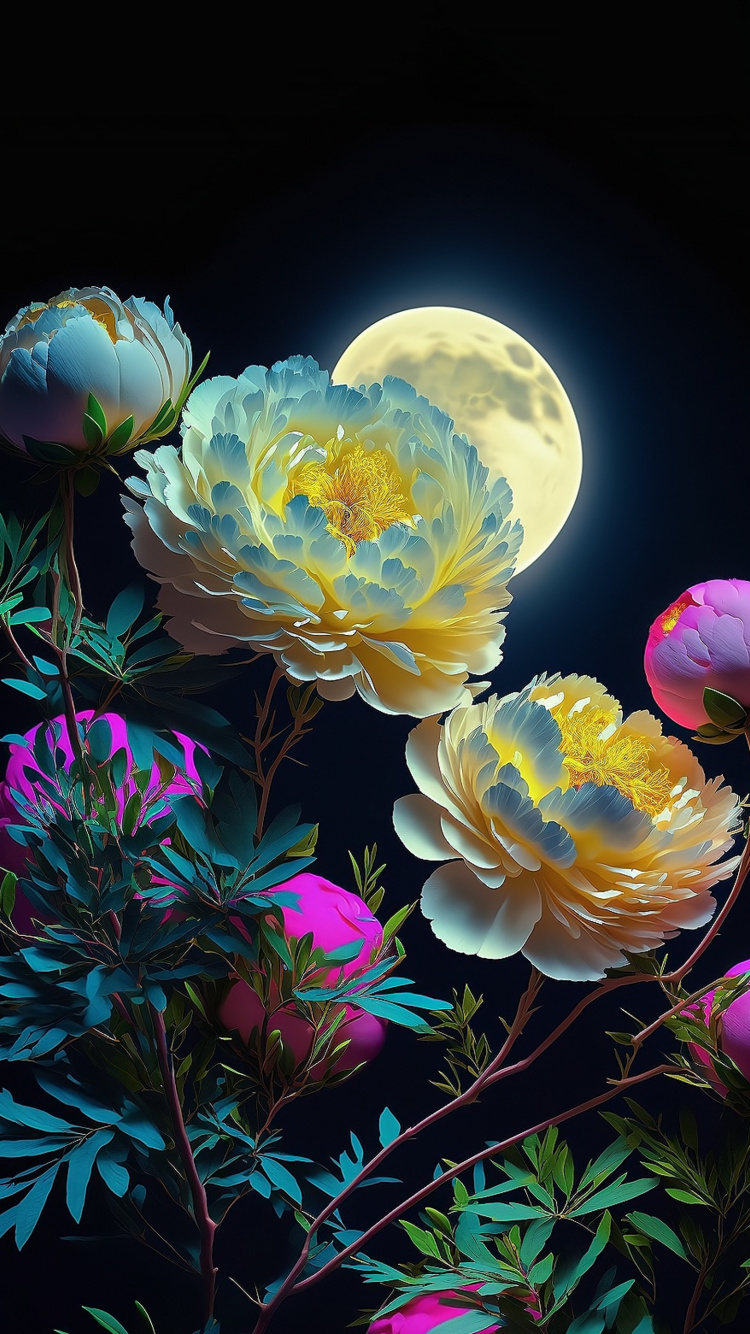 Blumenmuster, Pfingstrose, Kunstpflanzen, Botanik, Blütenblatt. Wallpaper in 750x1334 Resolution