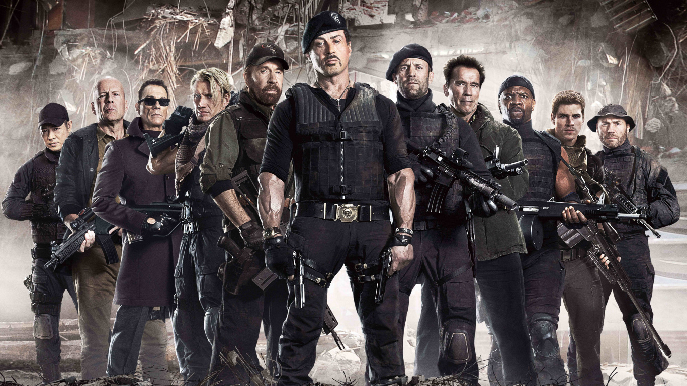 Group of Men in Black Uniform Standing on Rocky Ground. Wallpaper in 1366x768 Resolution