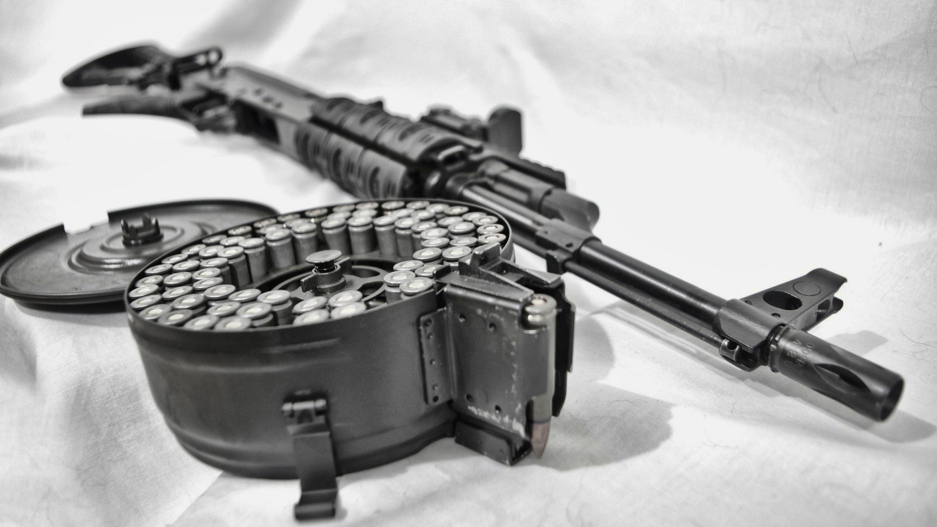 Ak-74, Gun, Weapon, Magazine, AK-47. Wallpaper in 1366x768 Resolution