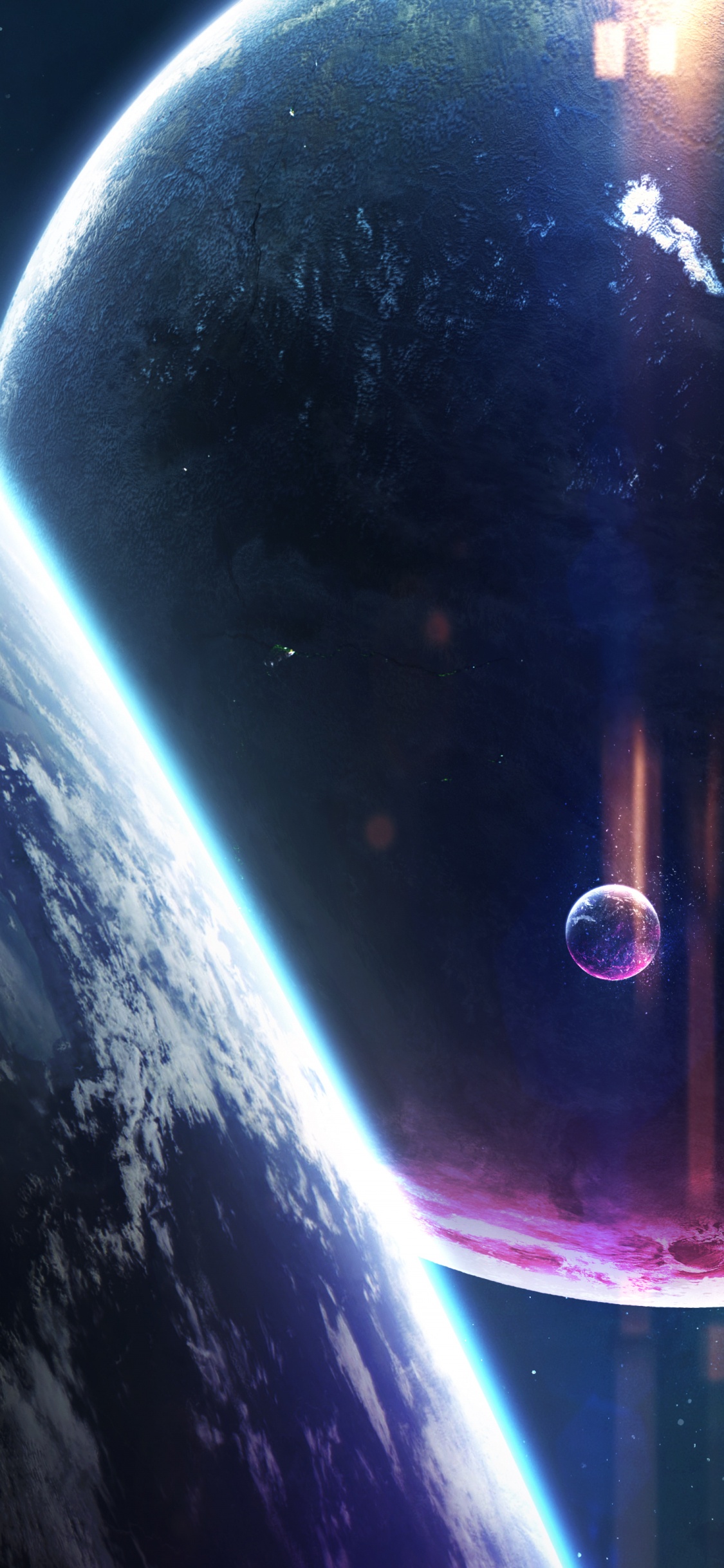 Red and Blue Light Ball. Wallpaper in 1125x2436 Resolution