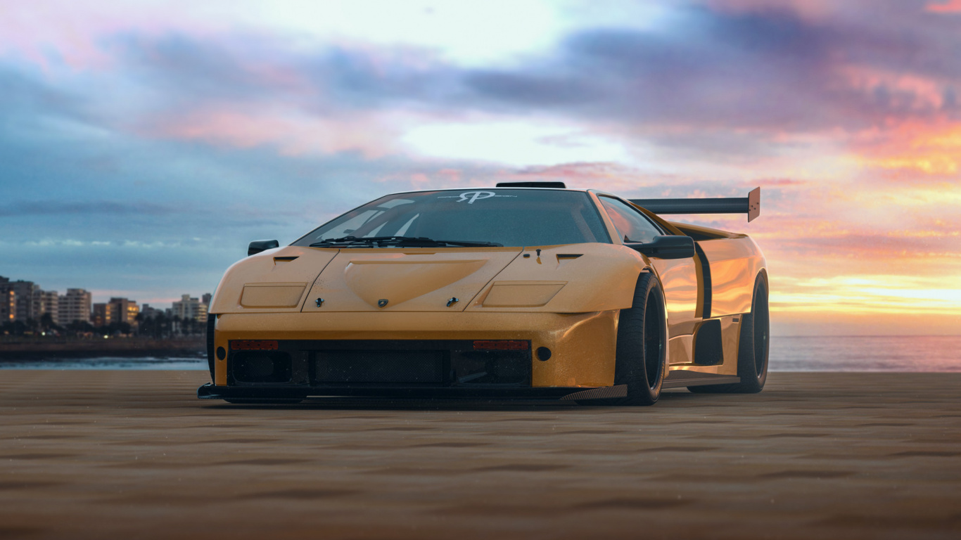 Chevrolet Camaro Amarillo en la Carretera Durante el Día. Wallpaper in 1366x768 Resolution