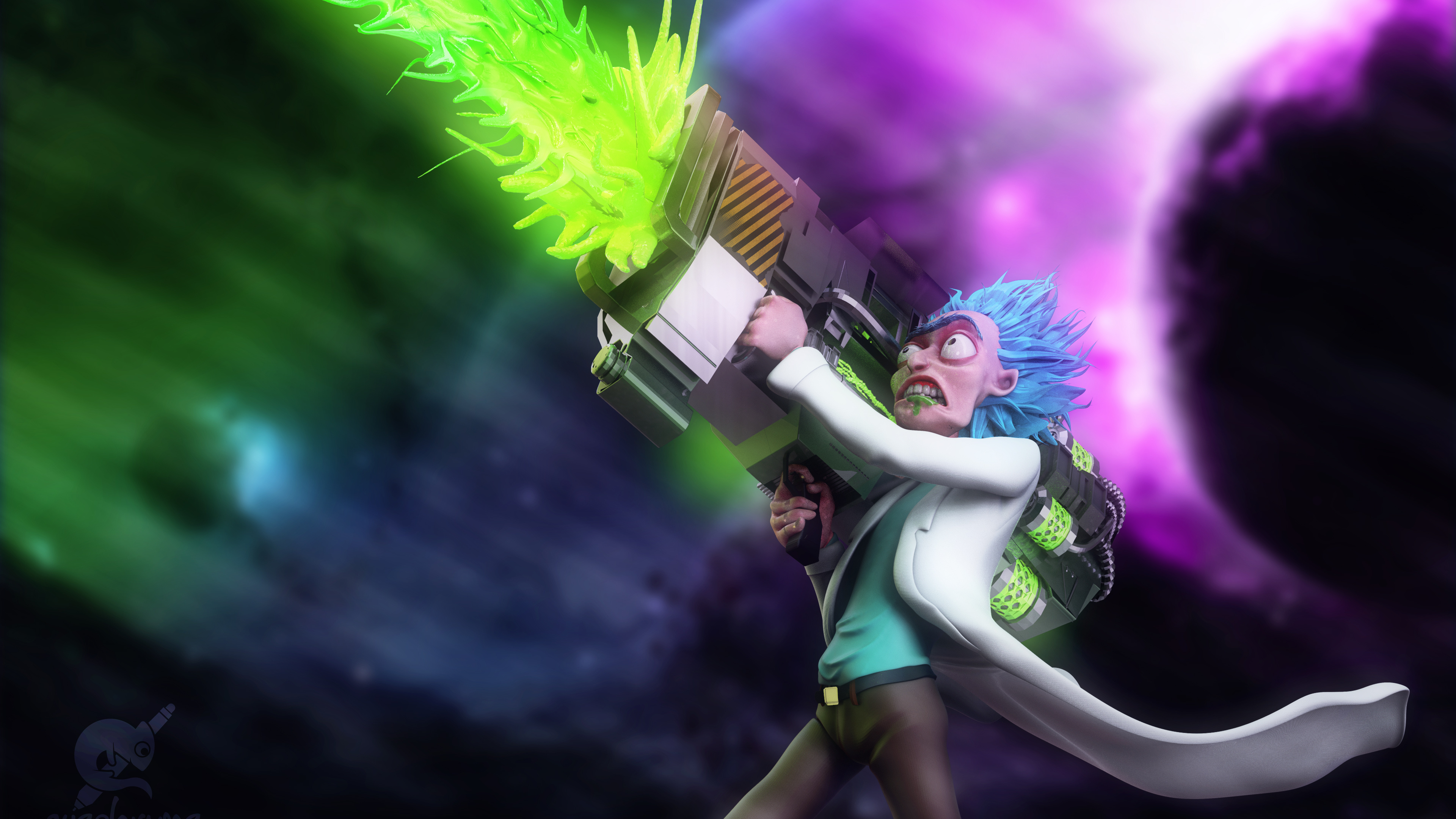 Femme en Débardeur Blanc et Jupe Verte Avec Des Ailes Violettes. Wallpaper in 3840x2160 Resolution