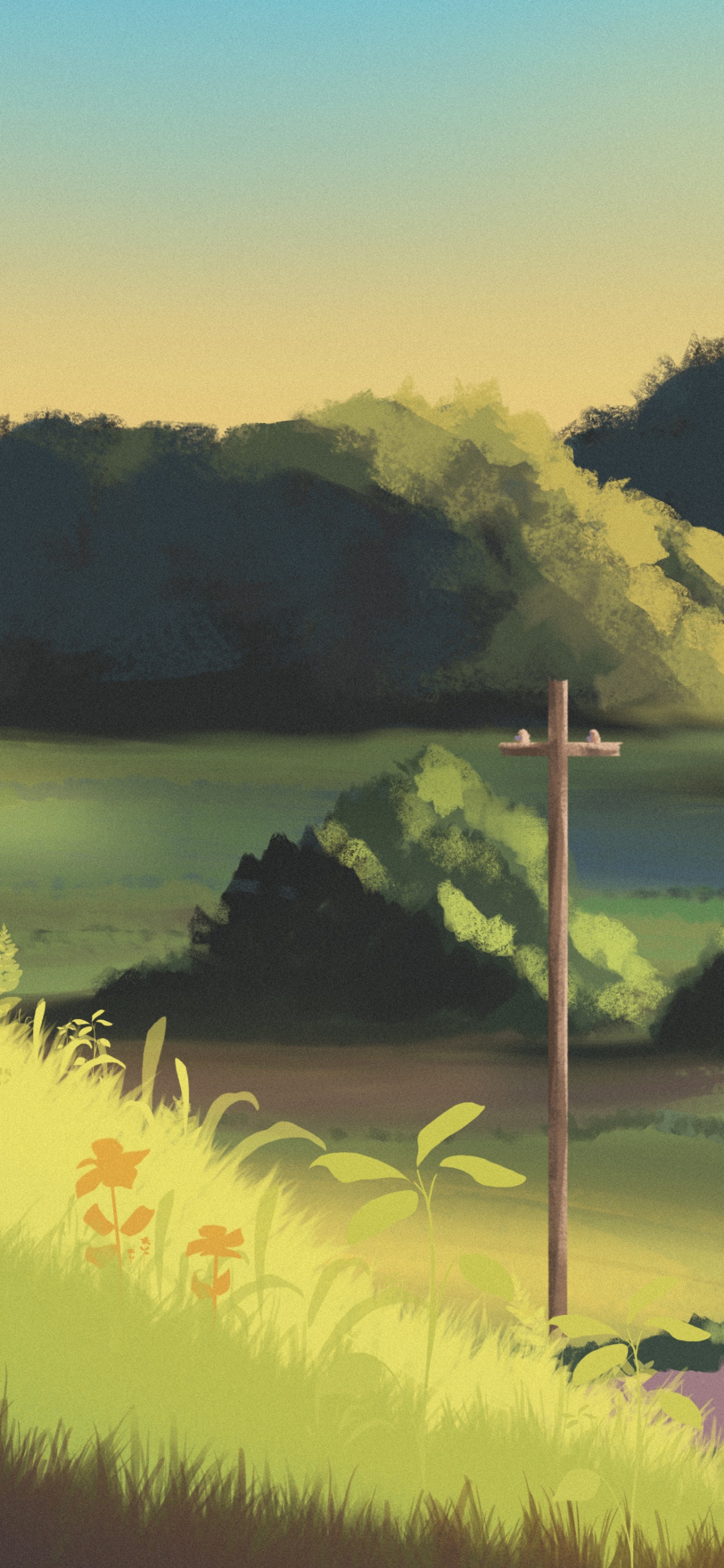 la Pintura de Paisaje, Arte, Anime, Arte Digital, Agua. Wallpaper in 1242x2688 Resolution