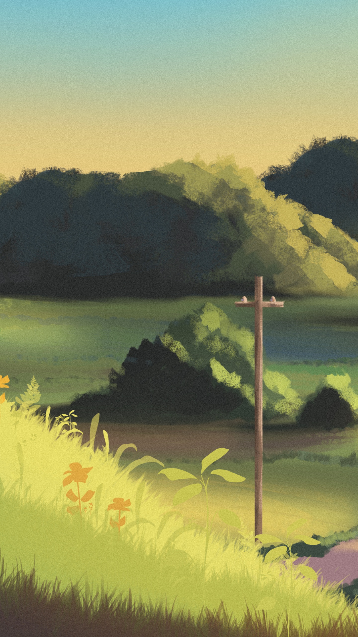 la Pintura de Paisaje, Arte, Anime, Arte Digital, Agua. Wallpaper in 1440x2560 Resolution