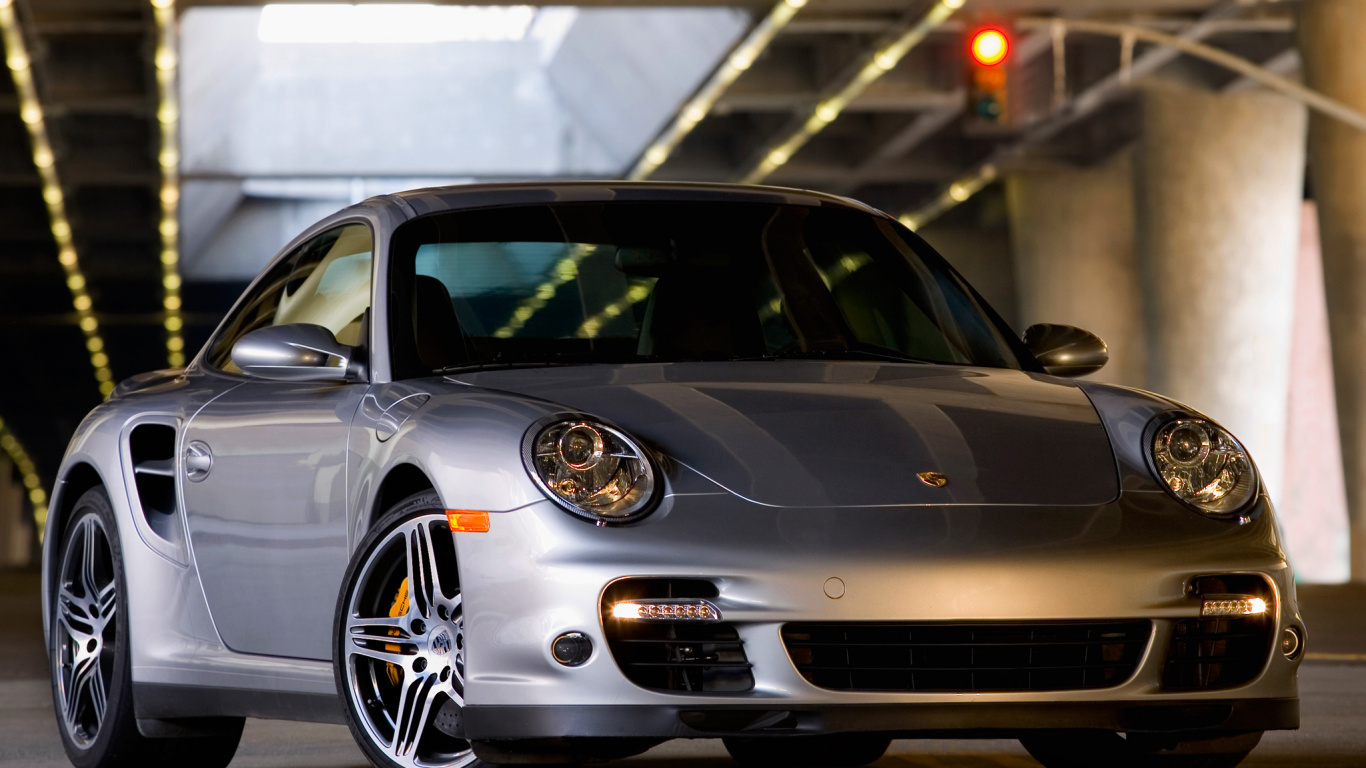 Silver Mercedes Benz Coupe Parked on Parking Lot. Wallpaper in 1366x768 Resolution