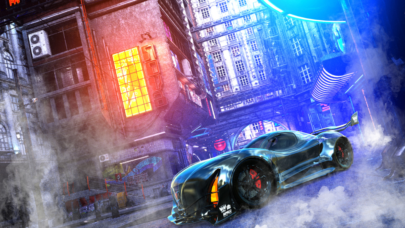 Car, Digitale Kunst, Rad, Tire, Automotive Lighting. Wallpaper in 1366x768 Resolution