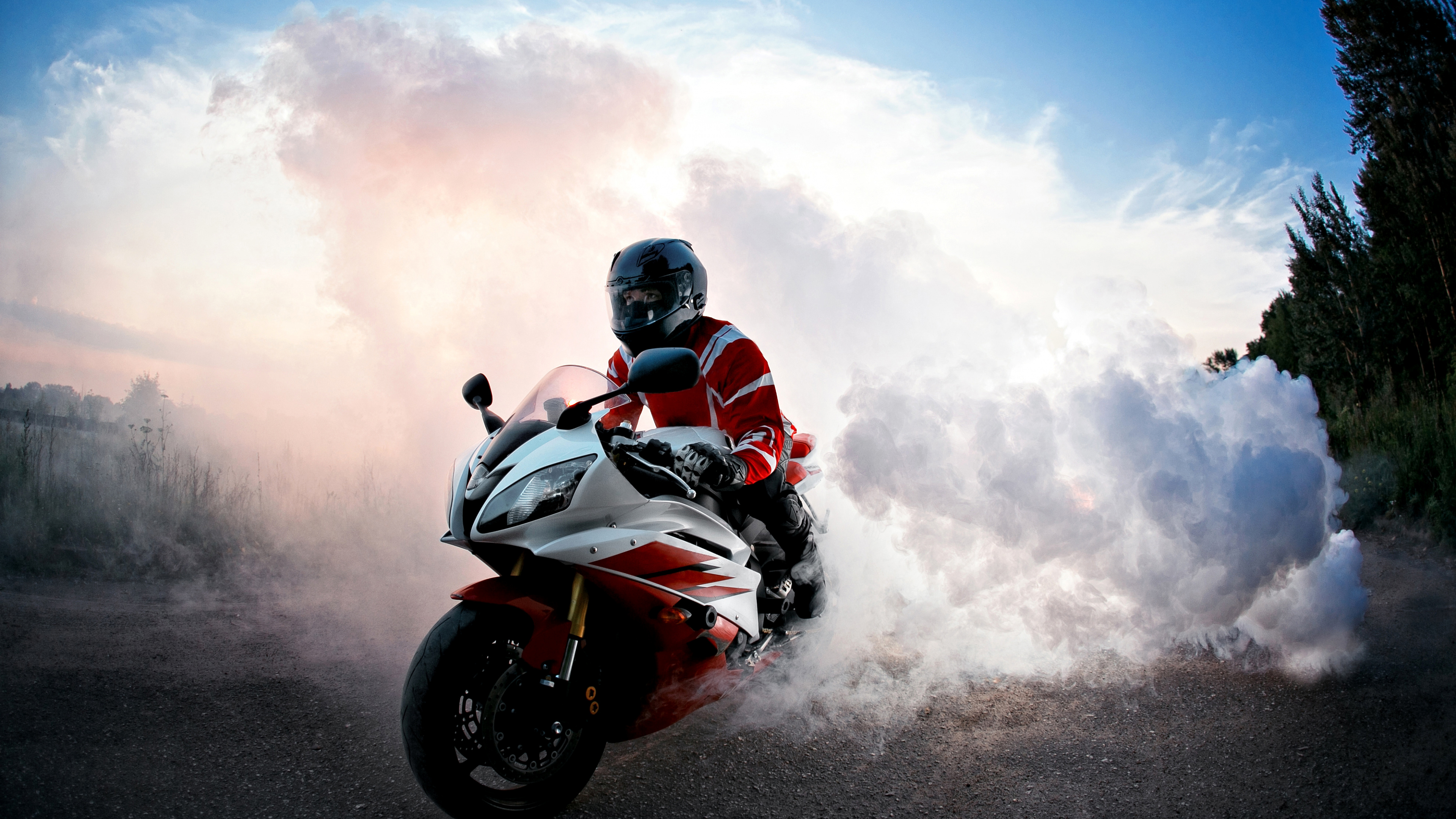 Man in Black Helmet Riding Red Sports Bike. Wallpaper in 3840x2160 Resolution