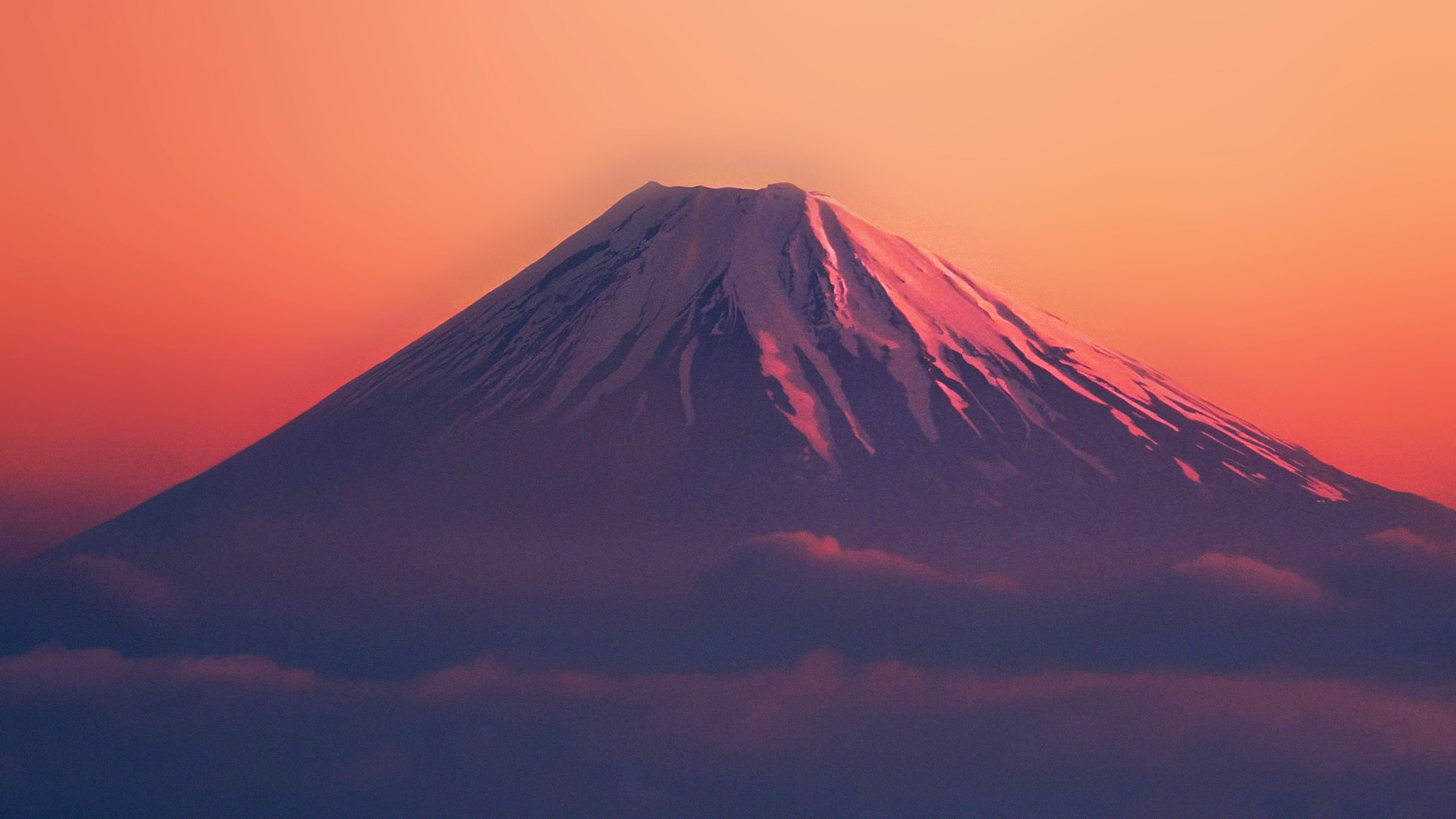 富士山, 成层, 余辉, 火山的地貌, 气氛 壁纸 3840x2160 允许